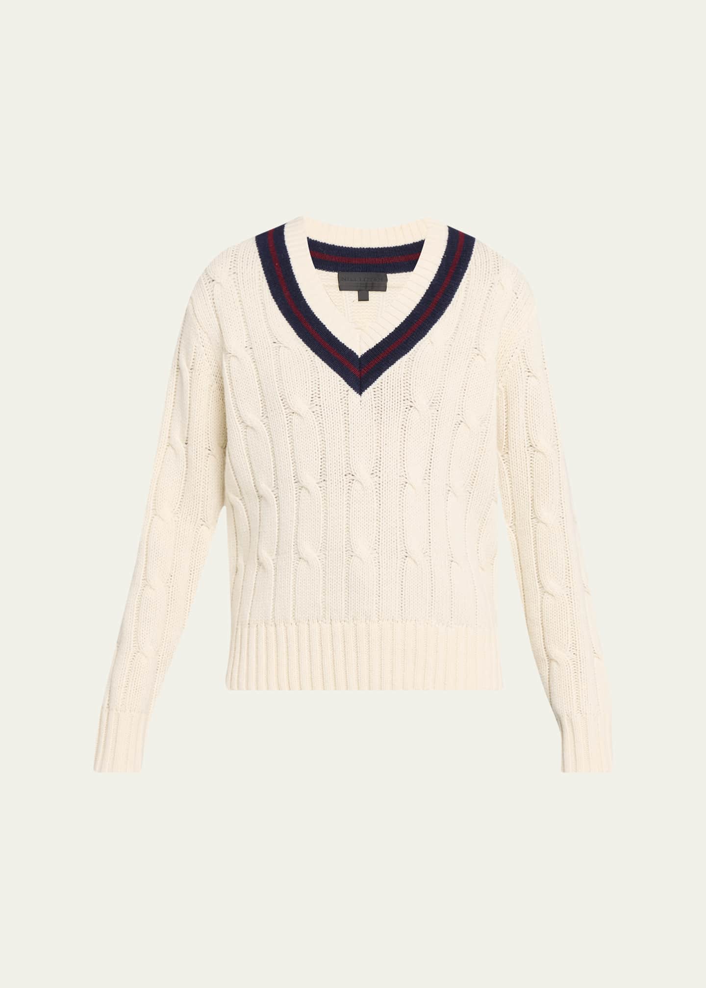 Nili Lotan Fabiana Cable-Knit V-Neck Sweater - Bergdorf Goodman