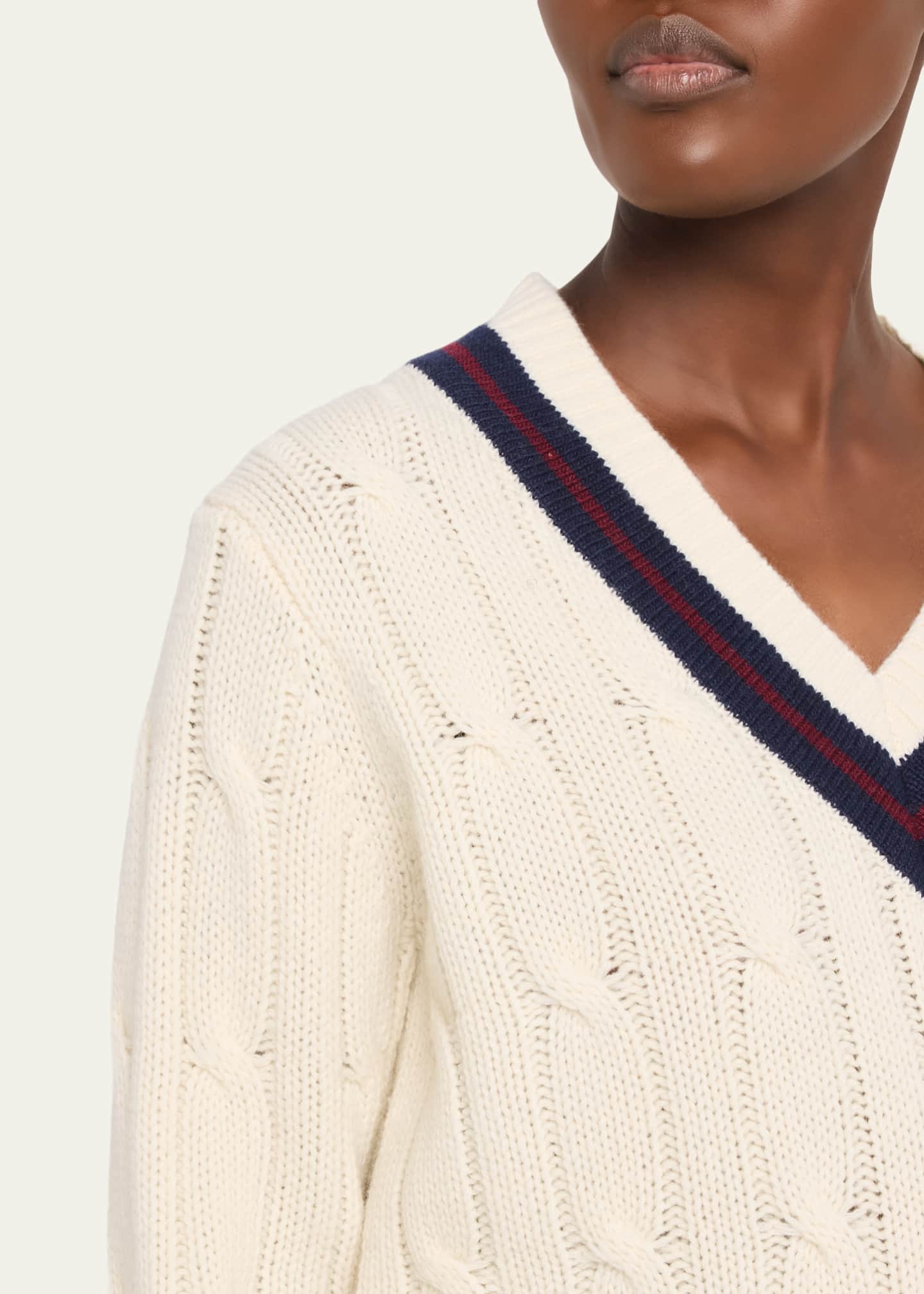 Nili Lotan Fabiana Cable-Knit V-Neck Sweater - Bergdorf Goodman