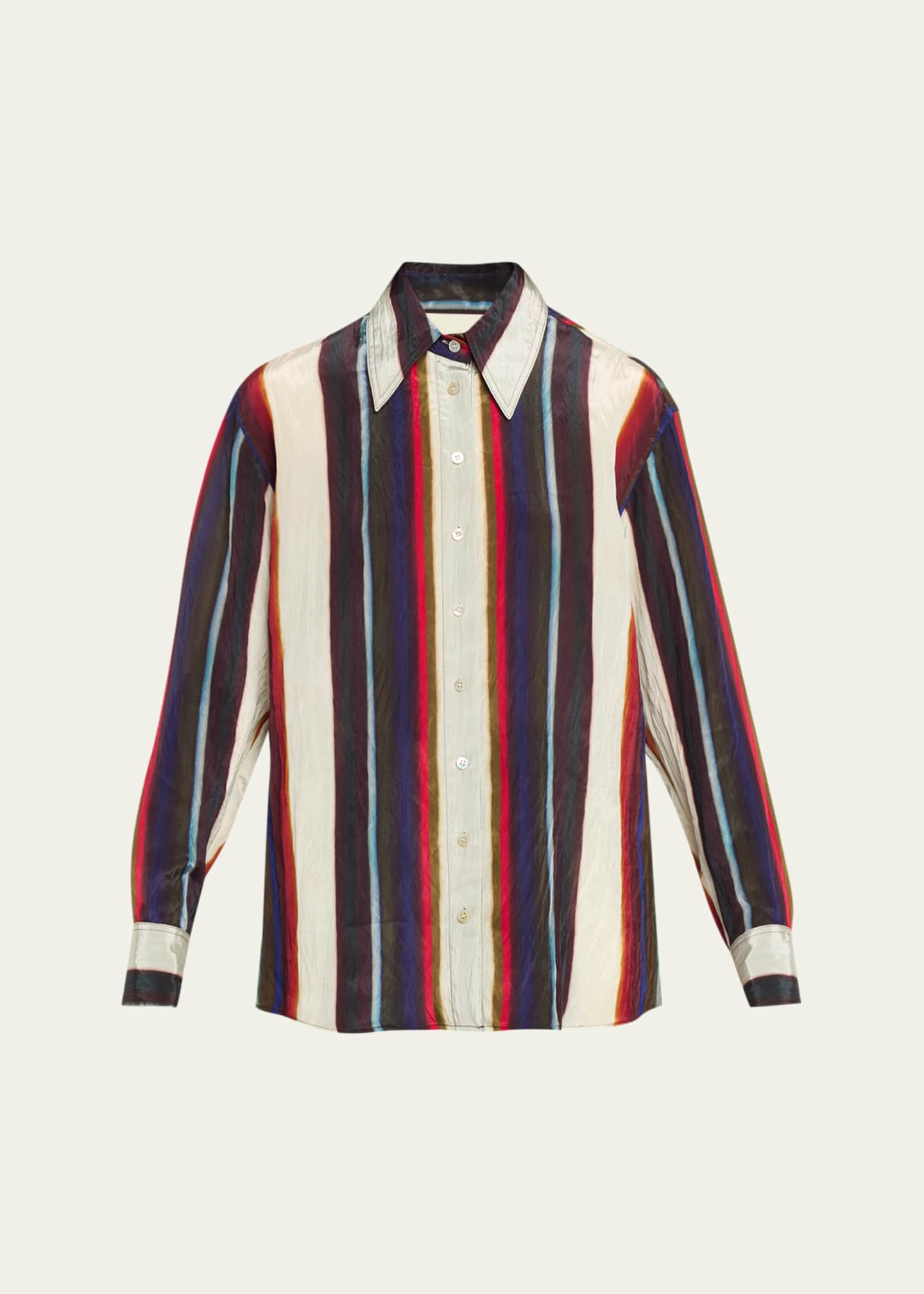 satin stripe dress shirt Delaney Satin Stripe Shirt - Silky Sheen