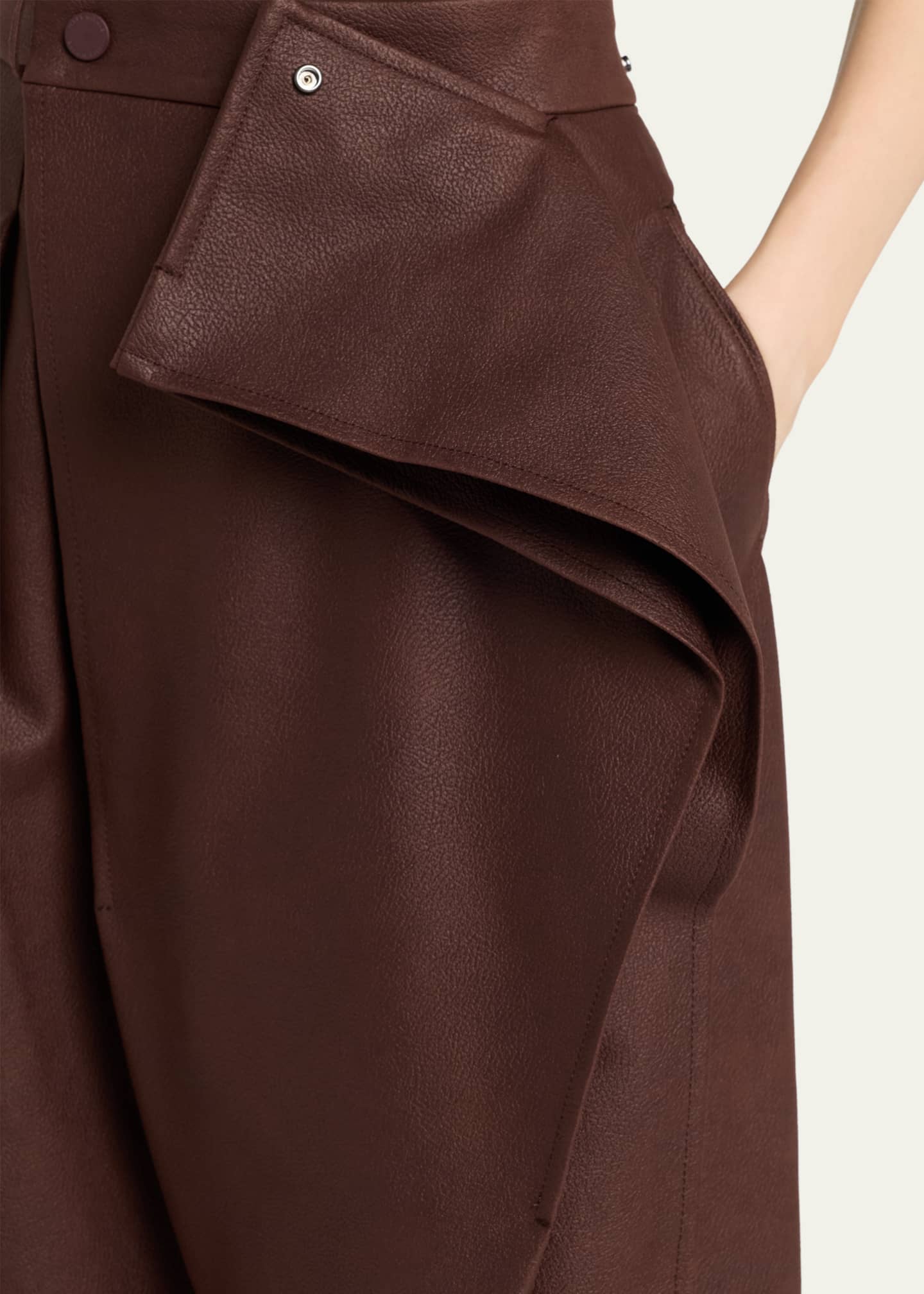 Issey Miyake Pronounced Body Wide-Leg Vegan Leather Pants