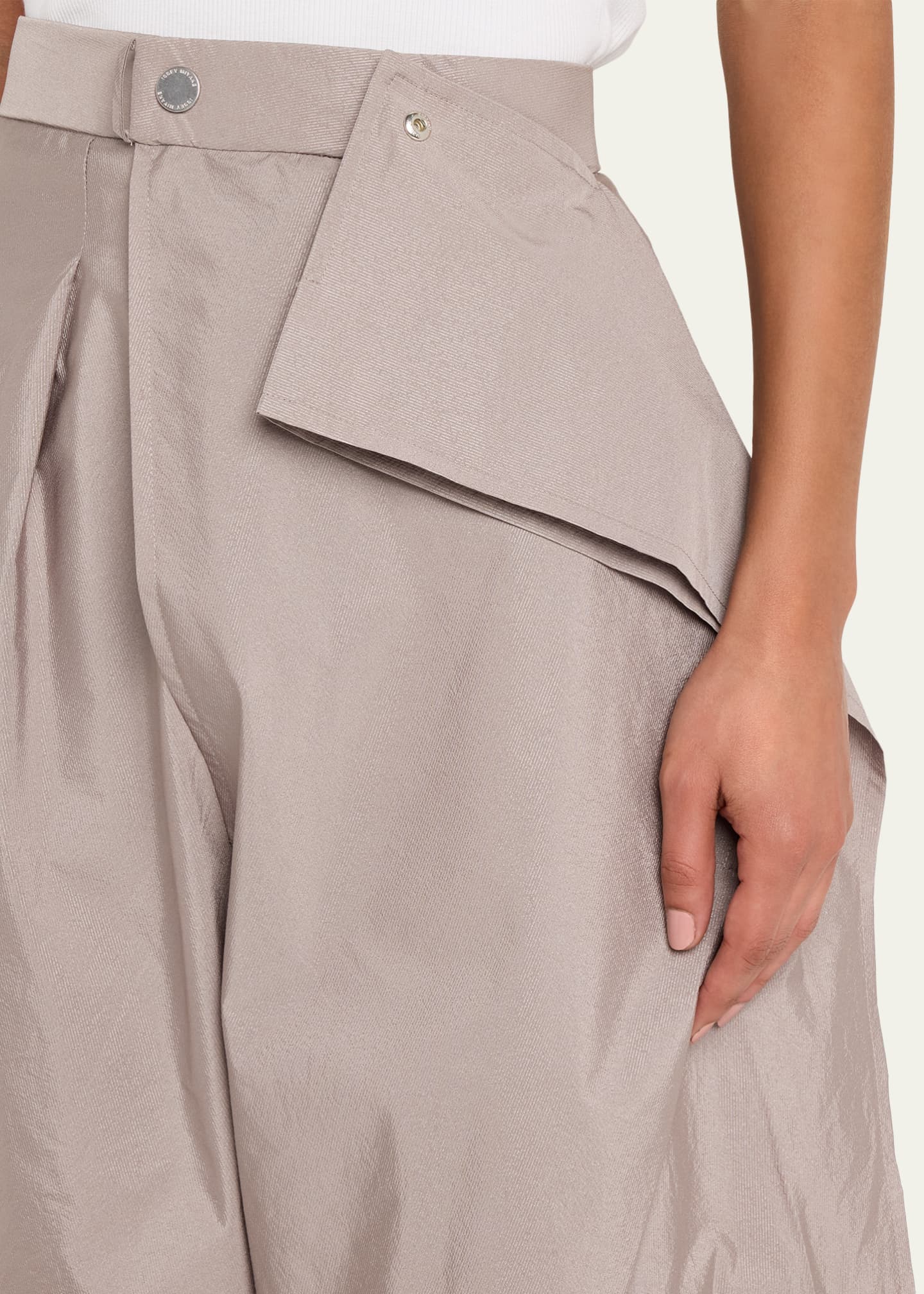 Issey Miyake Akimbo Asymmetric Wide-Leg Twill Pants - Bergdorf Goodman