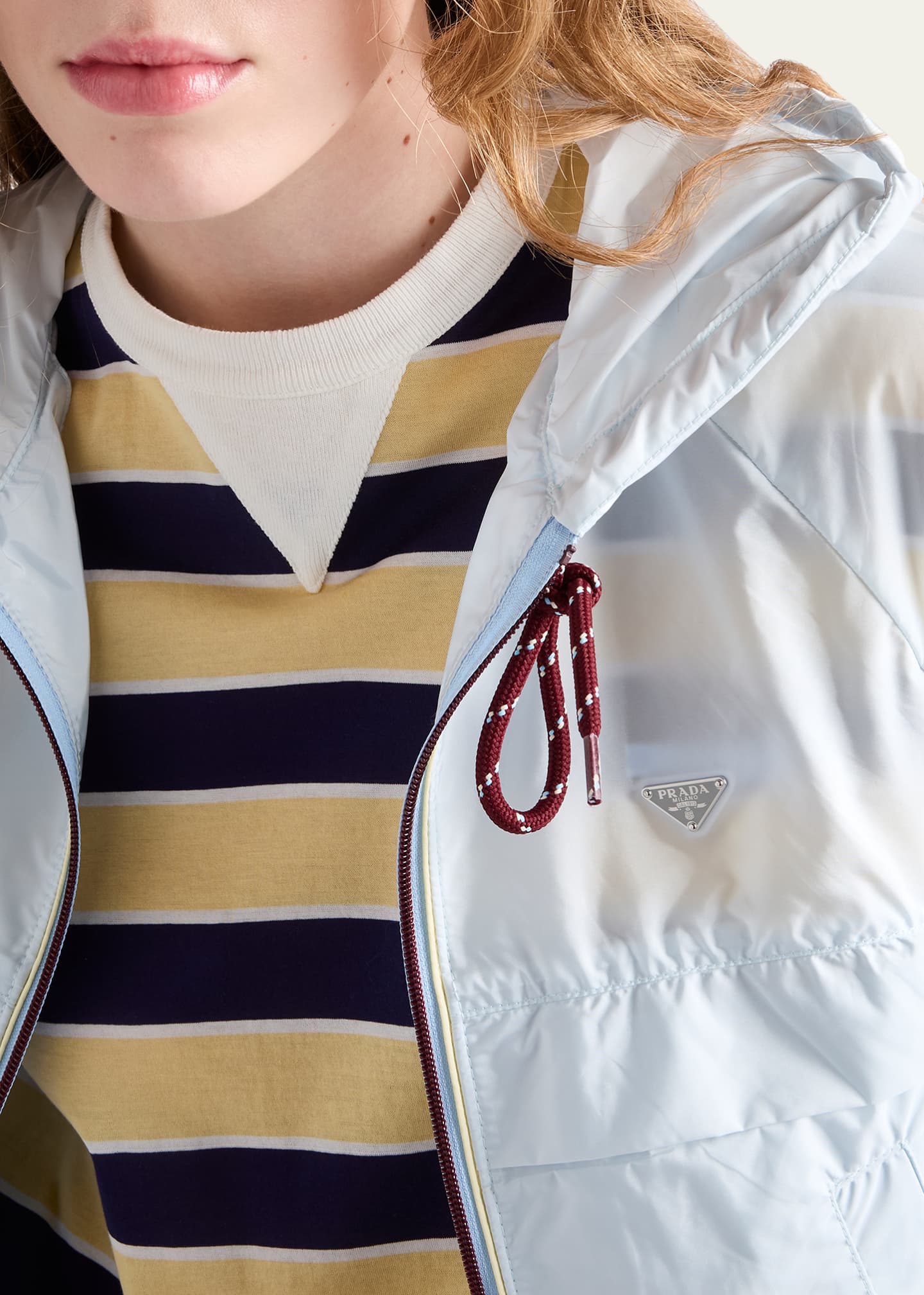 Prada Cropped Re-Nylon Hooded Zip Jacket - Bergdorf Goodman