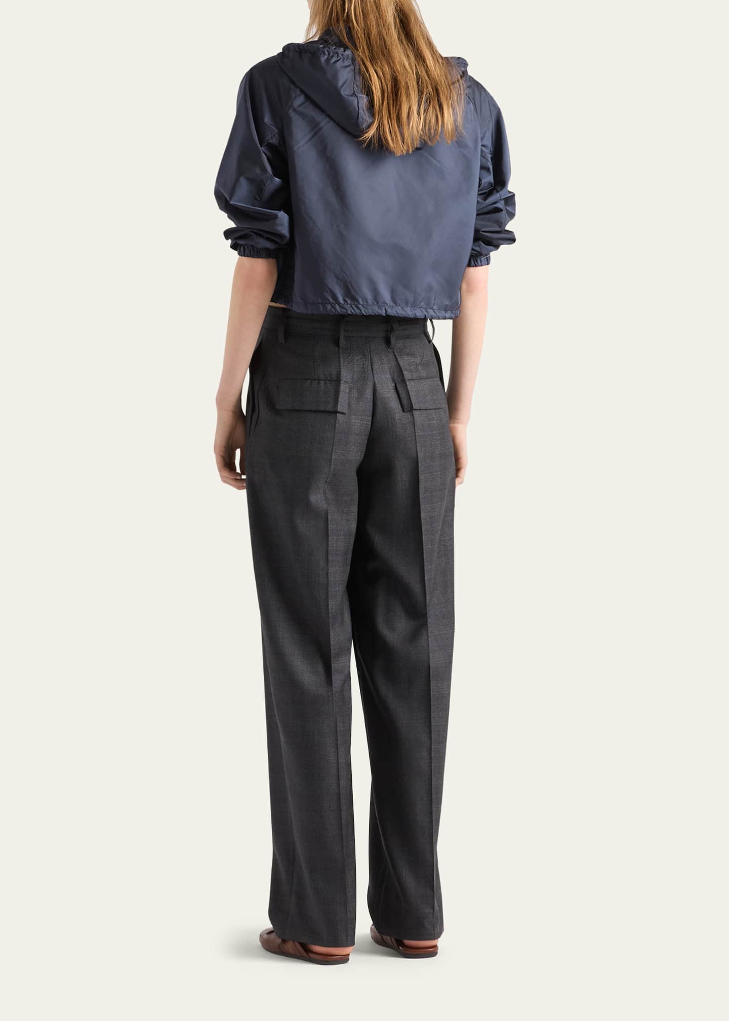 Prada Cropped Re-Nylon Hooded Zip Jacket - Bergdorf Goodman