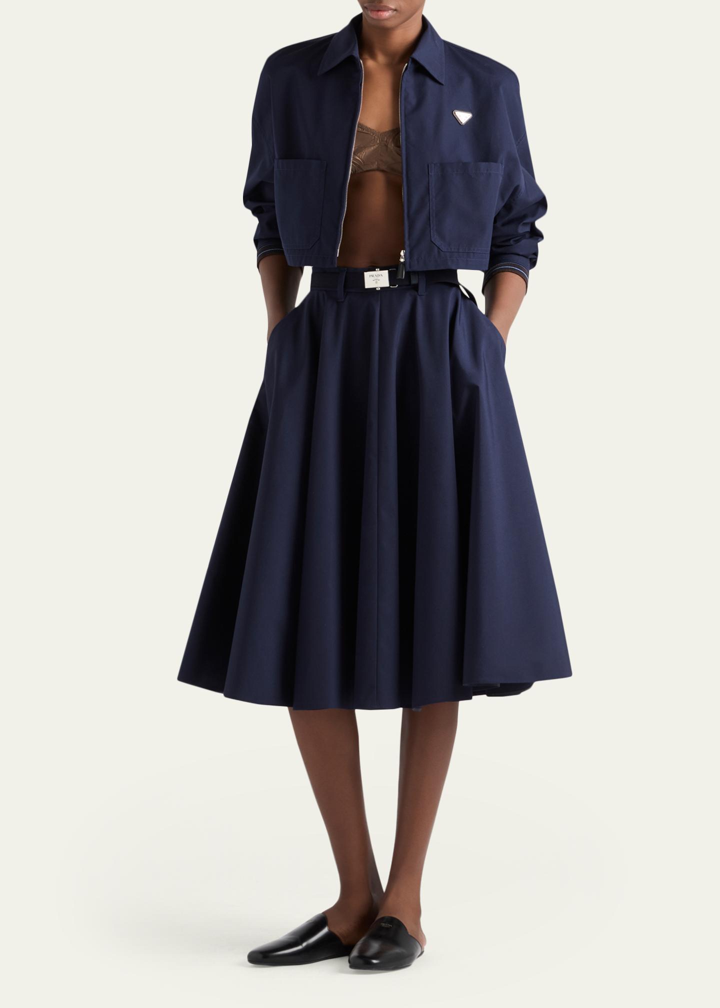 Prada Patch-Pocket Cotton Crop Zip Jacket - Bergdorf Goodman