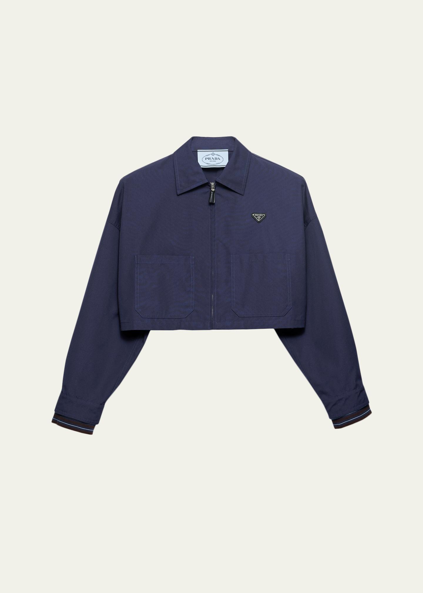 Prada Patch-Pocket Cotton Crop Zip Jacket - Bergdorf Goodman