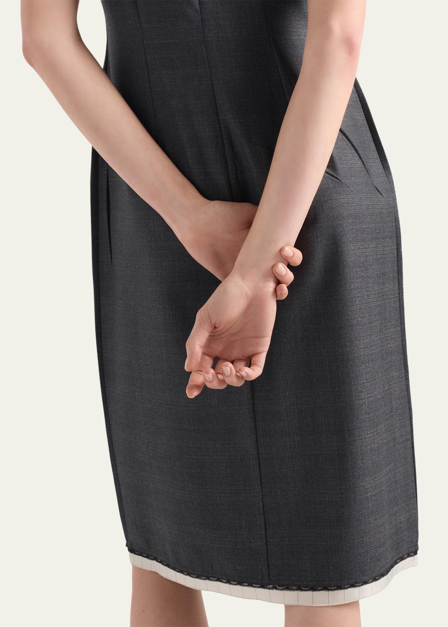 Prada Checkered Wool Short-Sleeve Dress - Bergdorf Goodman
