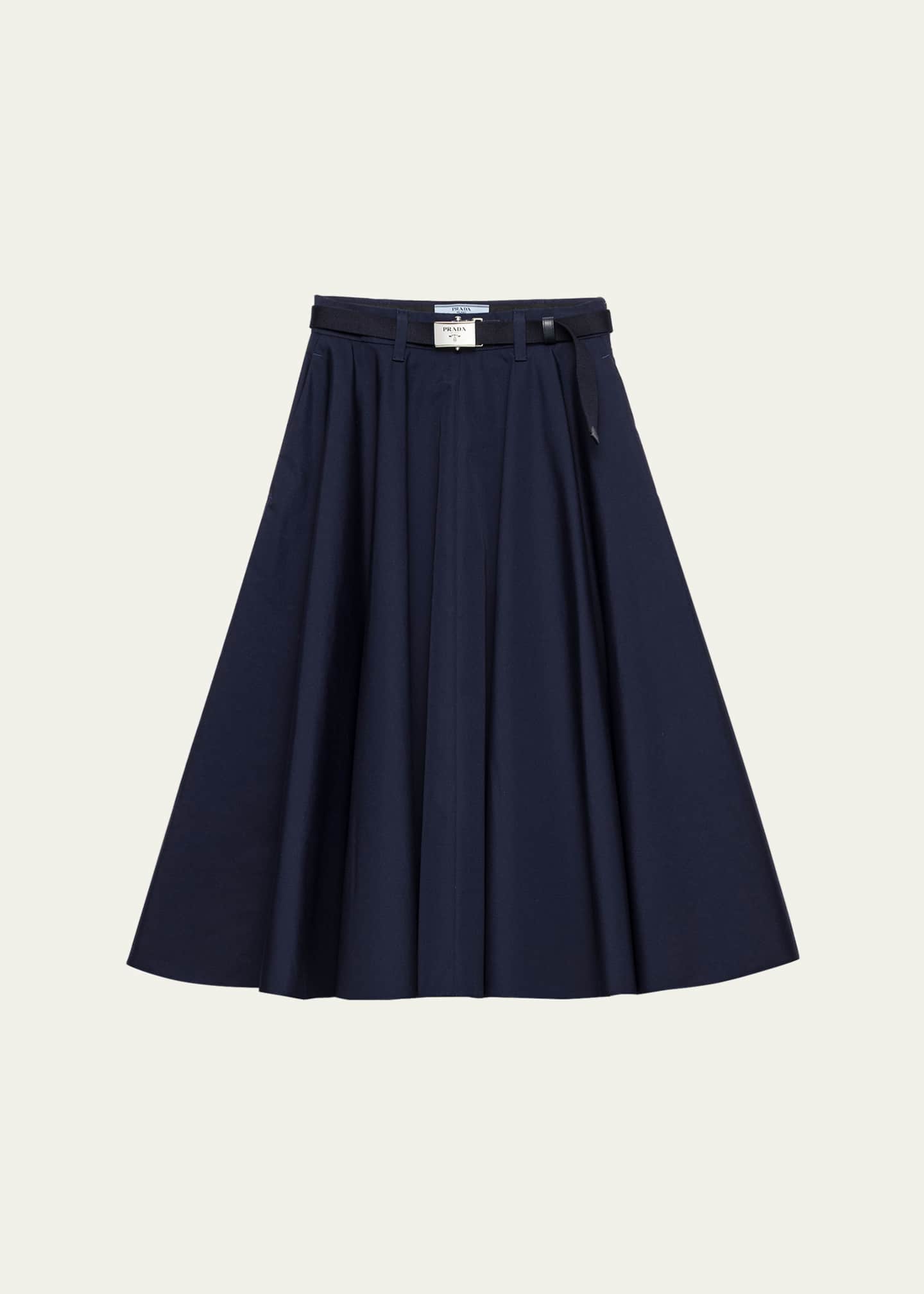 Prada Cotton A-Line Belted Midi Skirt - Bergdorf Goodman