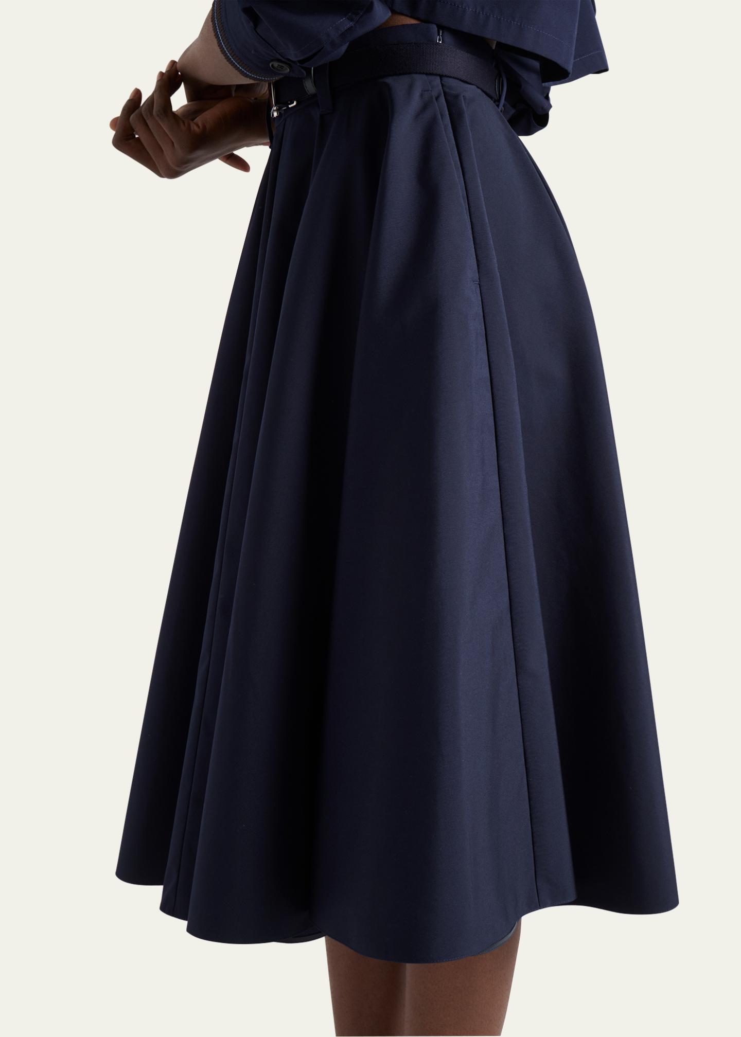 Prada Cotton A-Line Belted Midi Skirt - Bergdorf Goodman