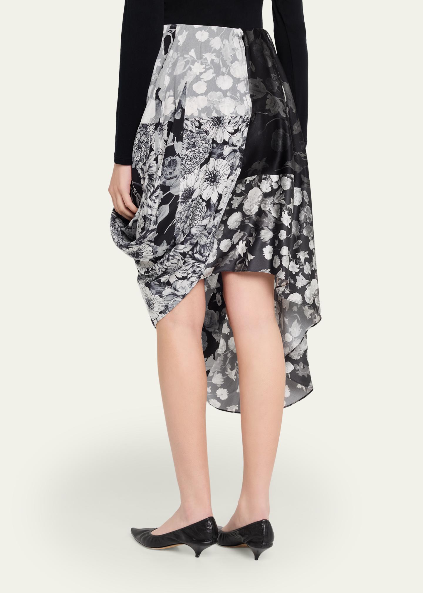 MM6 Maison Margiela Draped Floral Silk Midi Skirt - Bergdorf Goodman