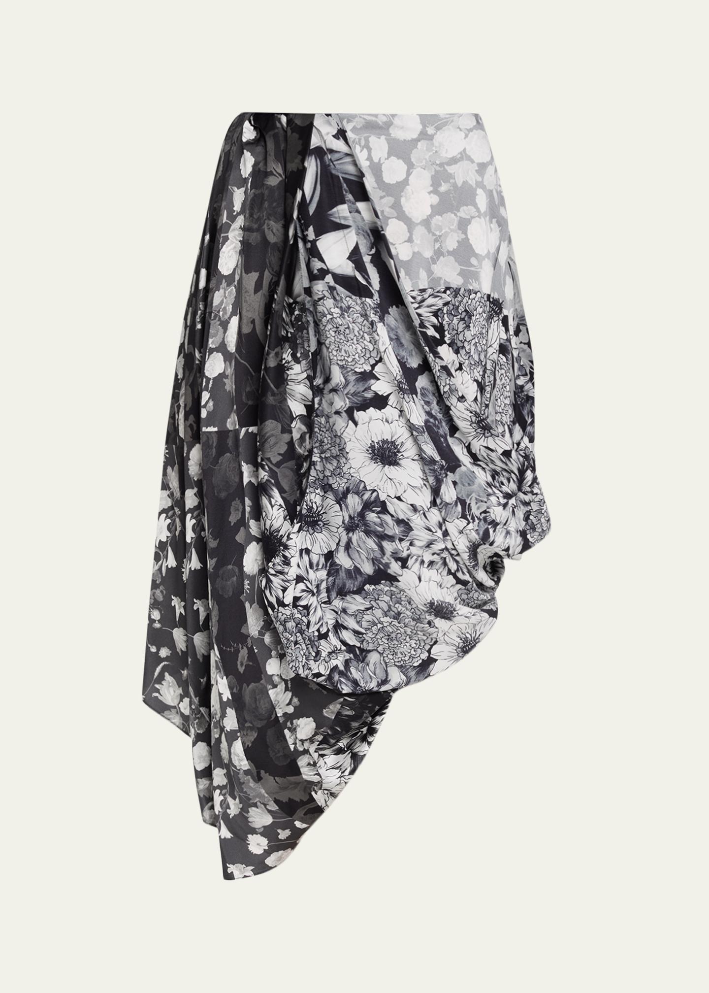MM6 Maison Margiela Draped Floral Silk Midi Skirt - Bergdorf Goodman