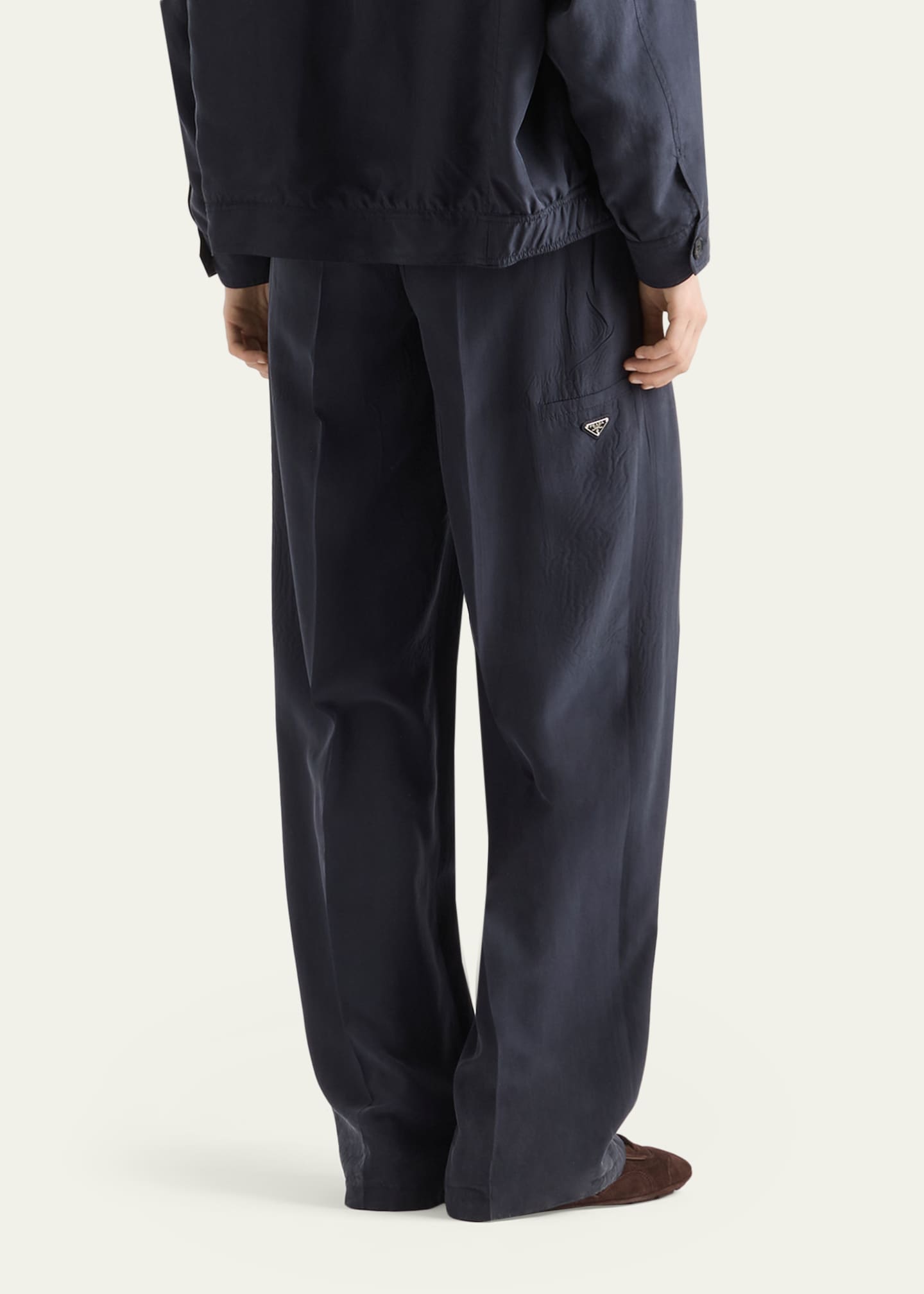 Prada Silk Straight-Leg Pull-On Pants - Bergdorf Goodman