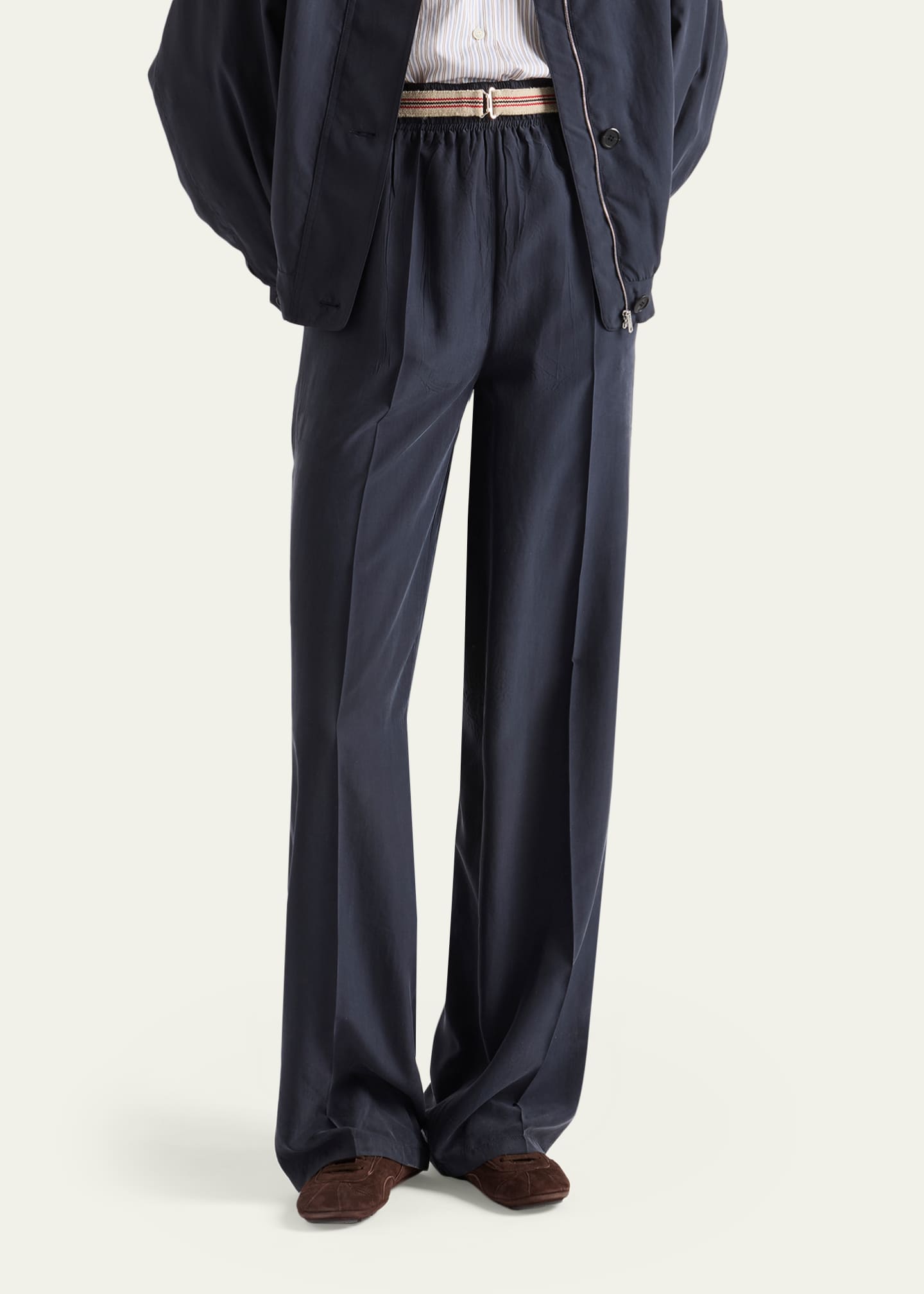 Prada Silk Straight-Leg Pull-On Pants - Bergdorf Goodman
