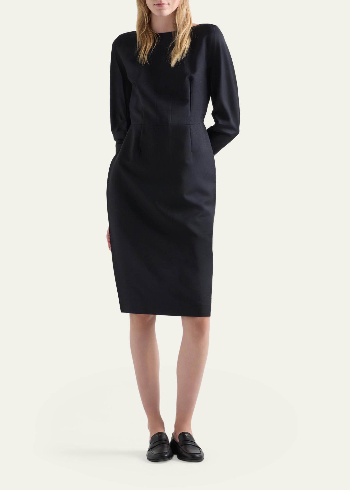 Prada Darted Mohair Wool Boat-Neck Midi Dress - Bergdorf Goodman