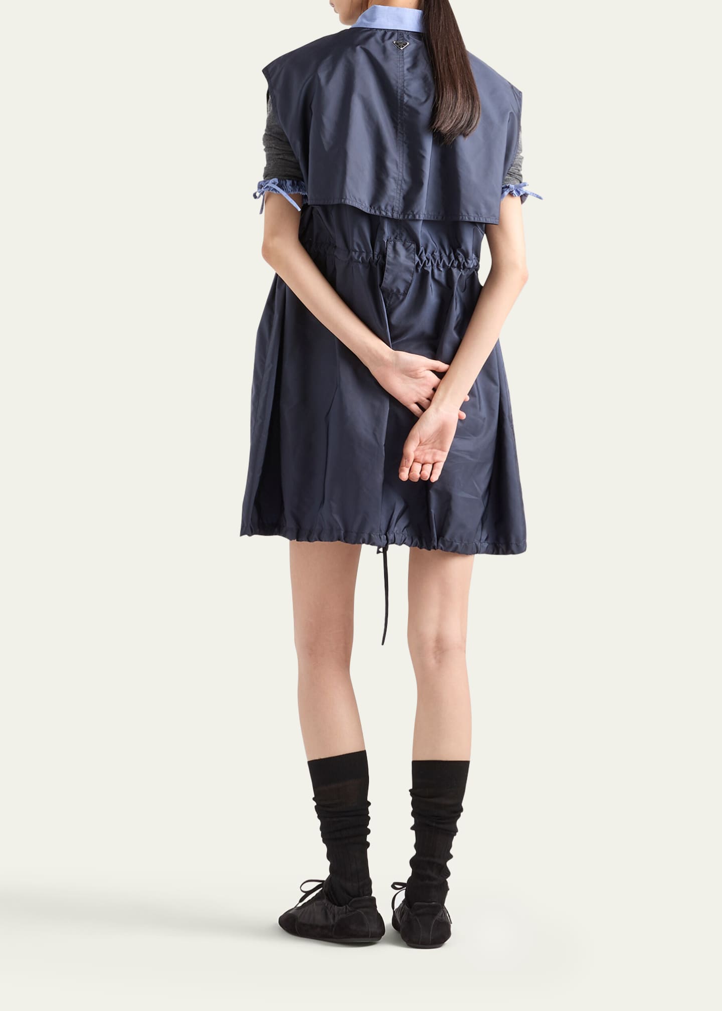 prada re nylon mini dress Prada Re-nylon Mini-dress, Woman, Black, Size 44