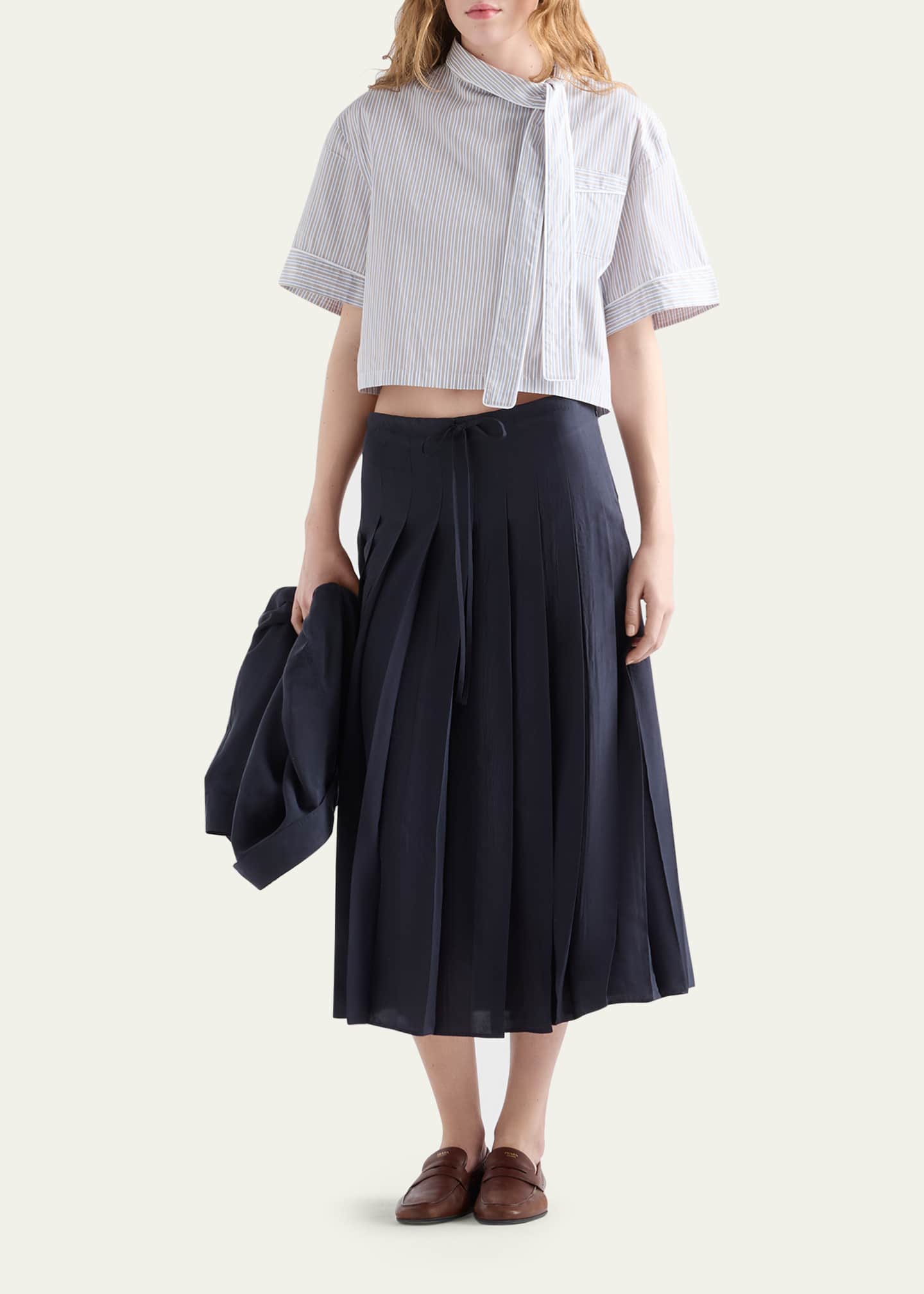 Prada Silk Pleated Midi Skirt - Bergdorf Goodman