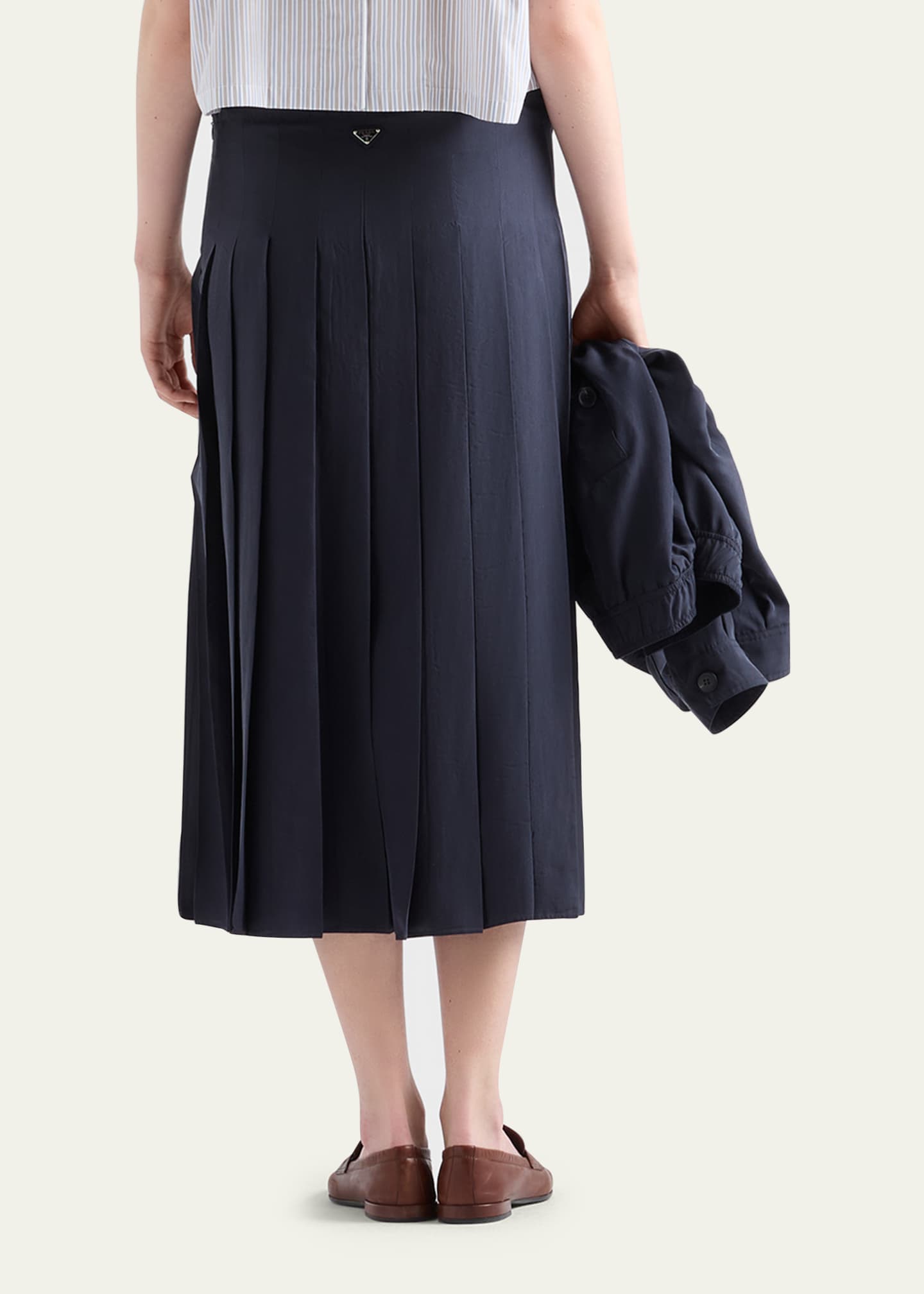 Prada Silk Pleated Midi Skirt - Bergdorf Goodman