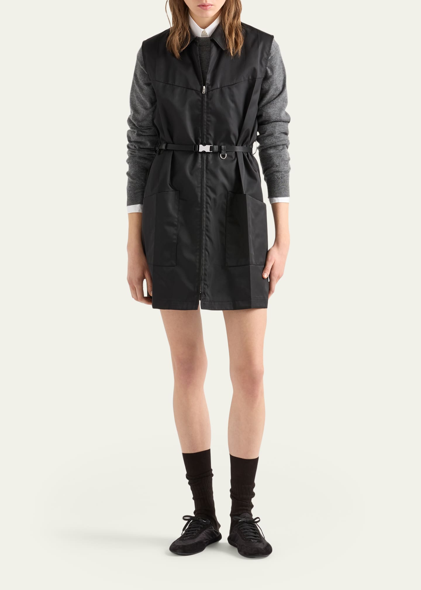 prada re nylon mini dress Re-Nylon mini dress in black - Prada