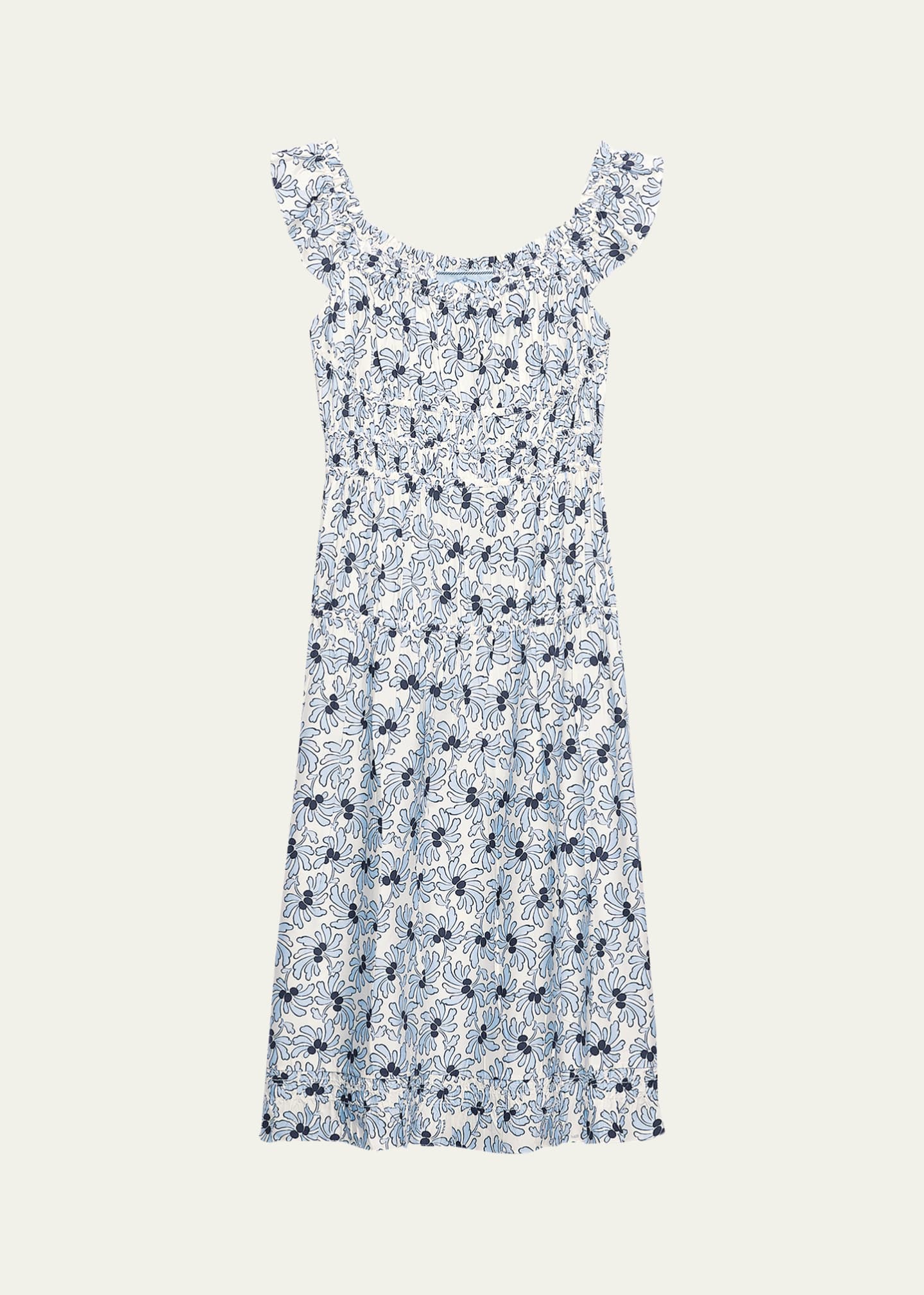 Prada Floral-Print Pongé Sleeveless Midi Dress - Bergdorf Goodman