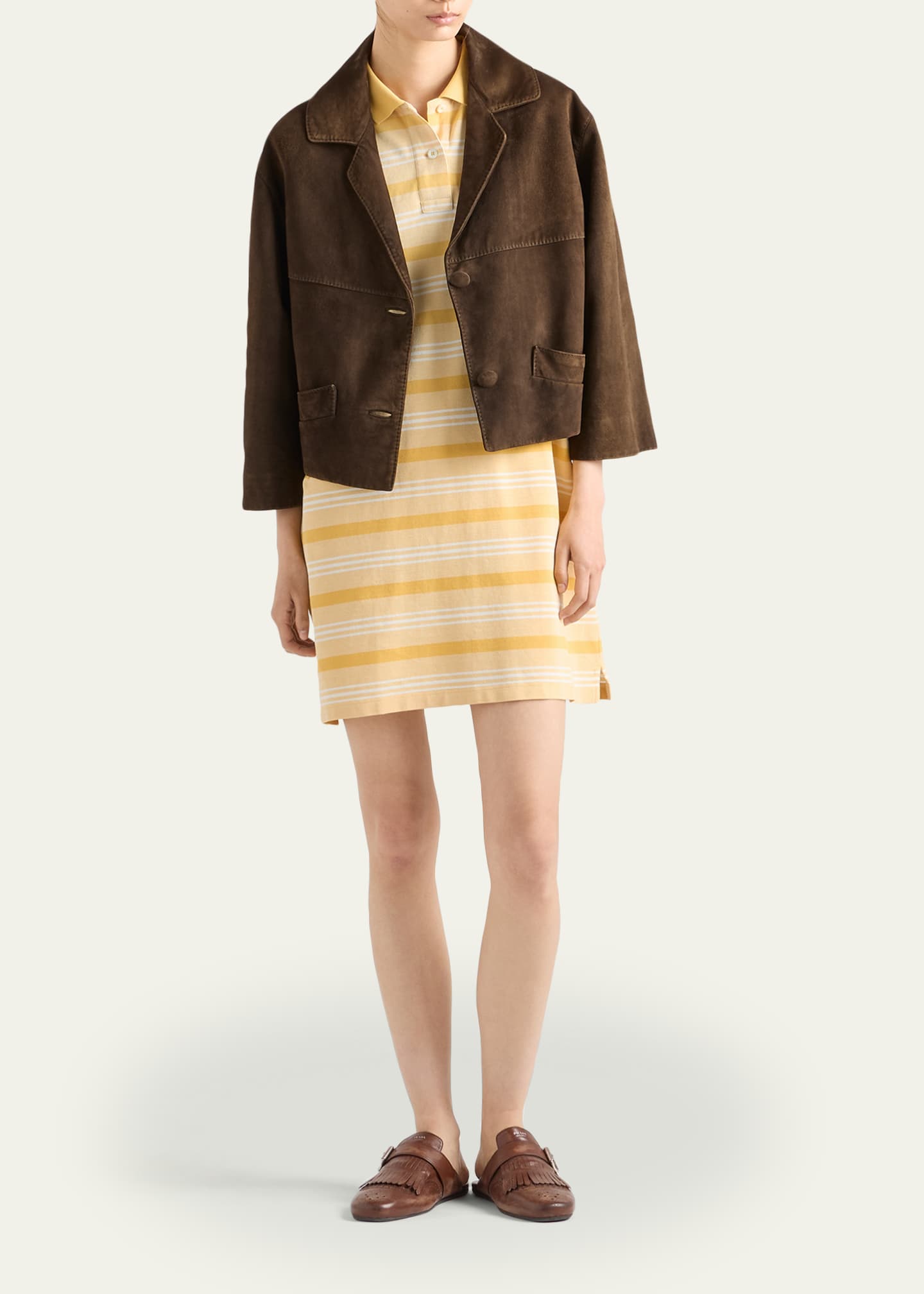 prada cotton jersey dress Prada Striped Cotton Jersey Mini Polo Dress