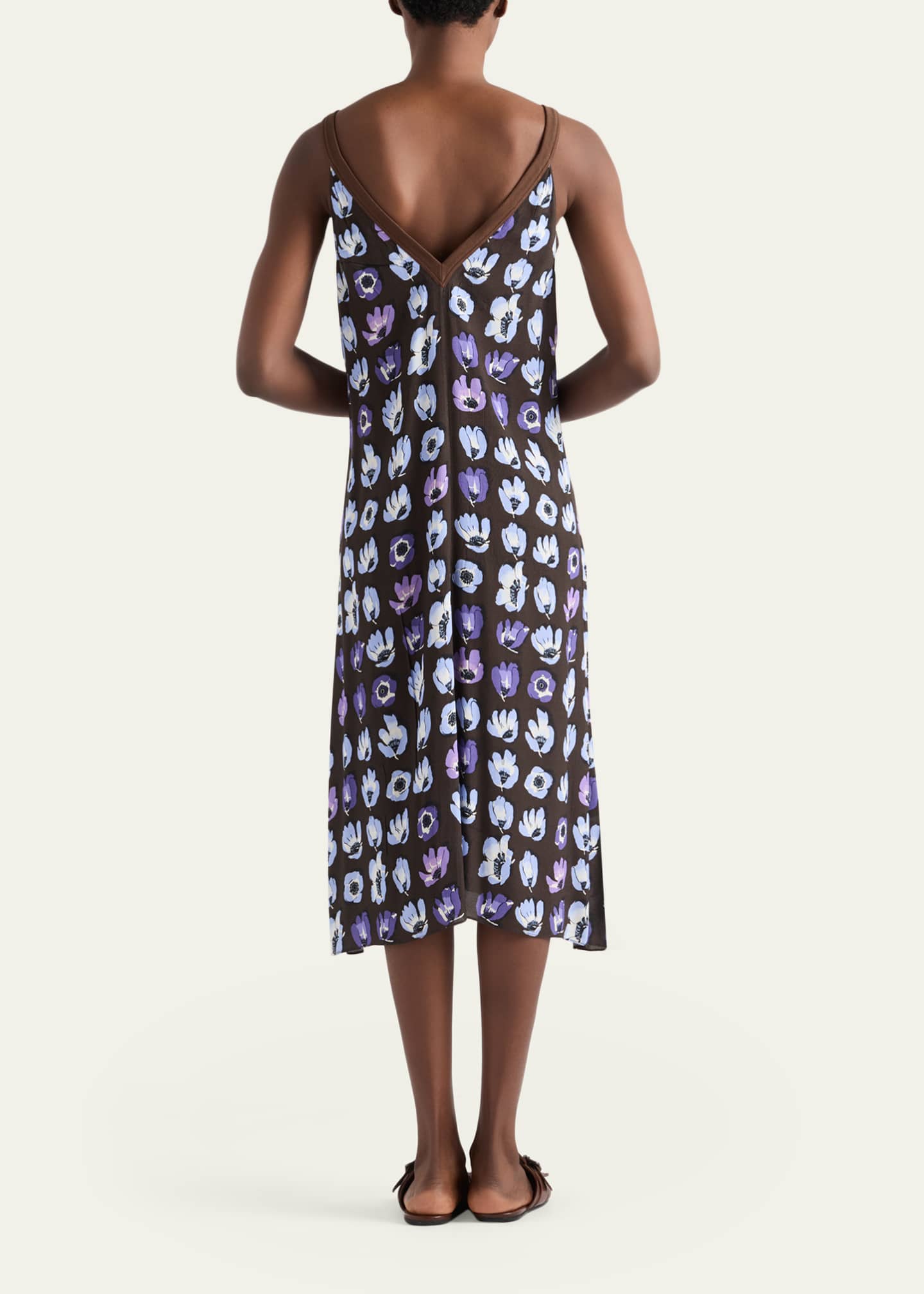 Prada Floral-Print Gathered Sleeveless Midi Dress - Bergdorf Goodman