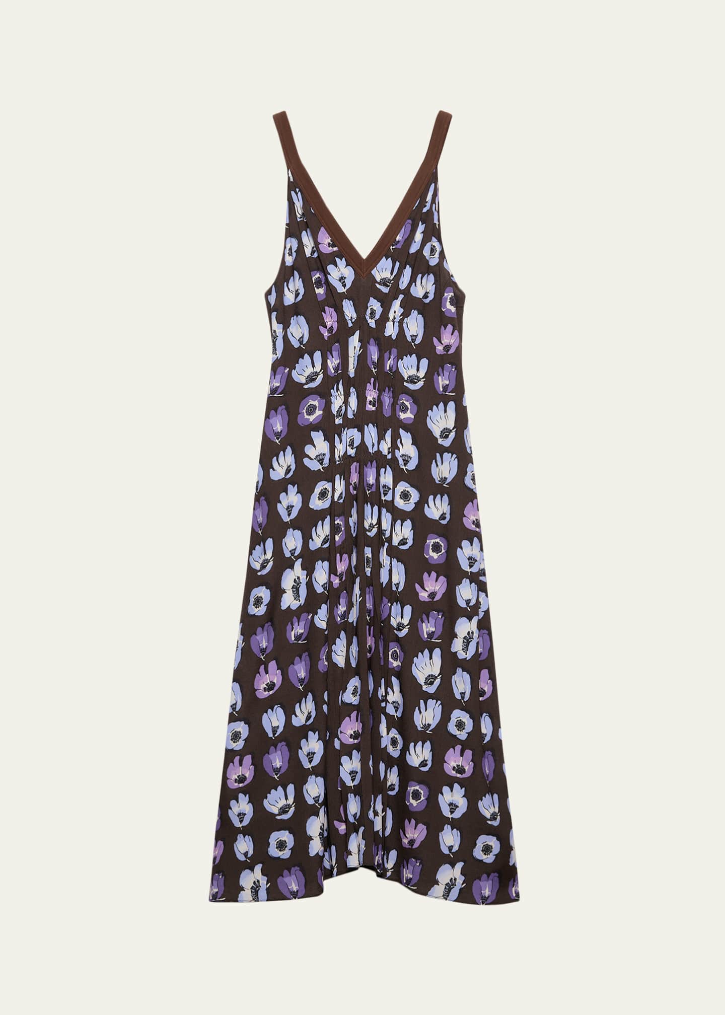 Prada Floral-Print Gathered Sleeveless Midi Dress - Bergdorf Goodman