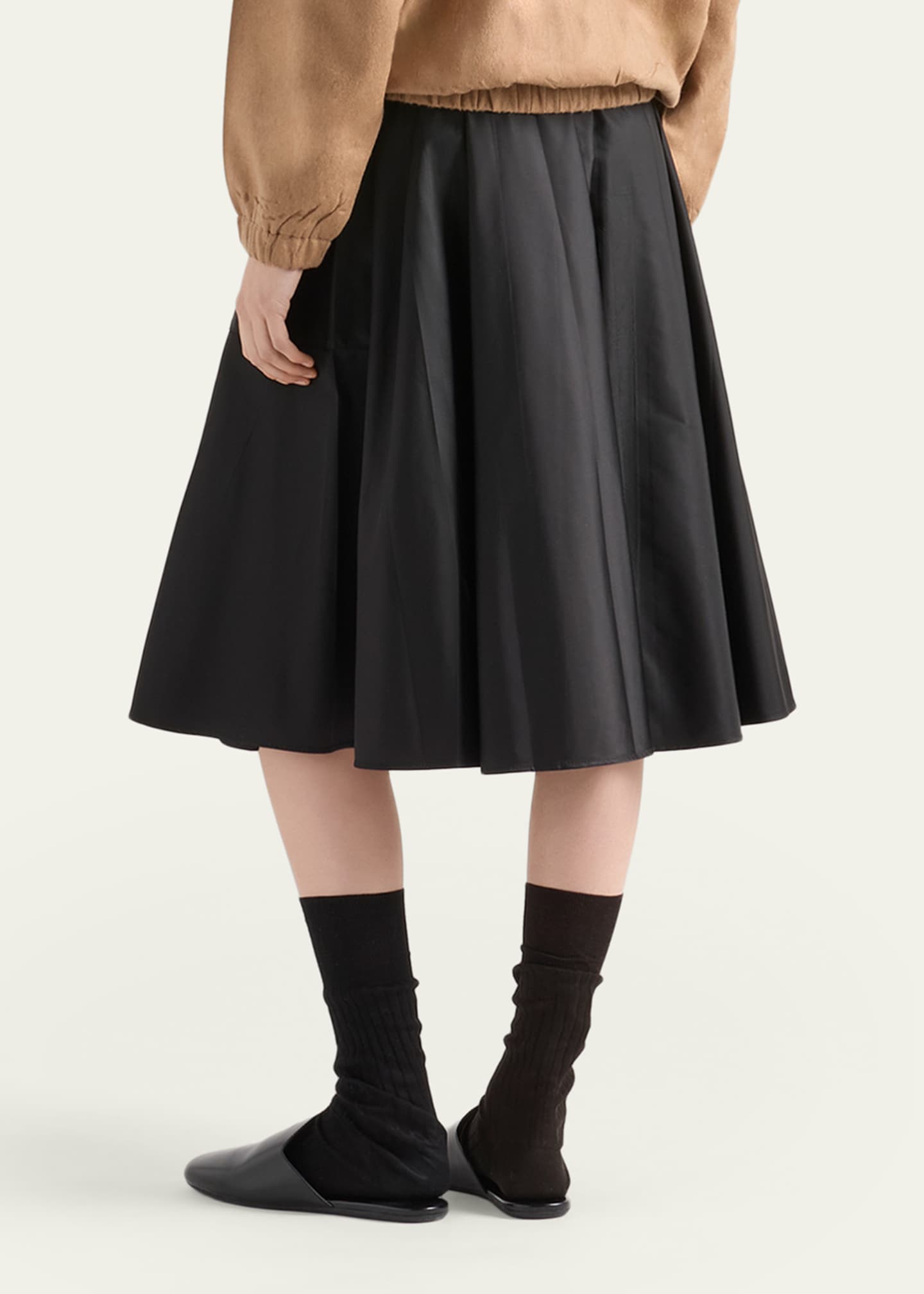 PRADA Re-Nylon ギャバジン フレアスカート ブラック Prada Re-Nylon Midi Skirt - Bergdorf Goodman