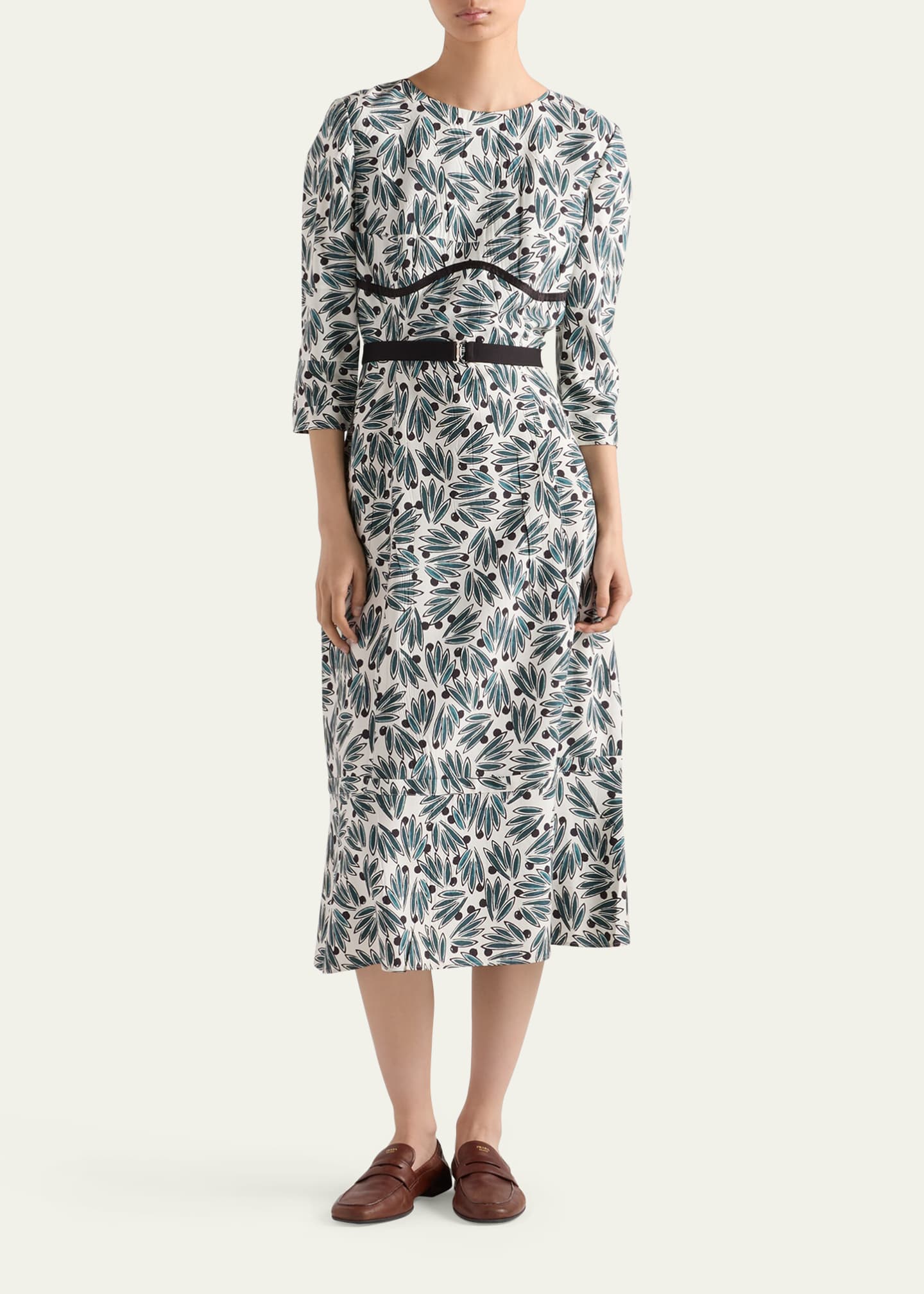 prada midi dress Re-Nylon gabardine midi dress in black - Prada
