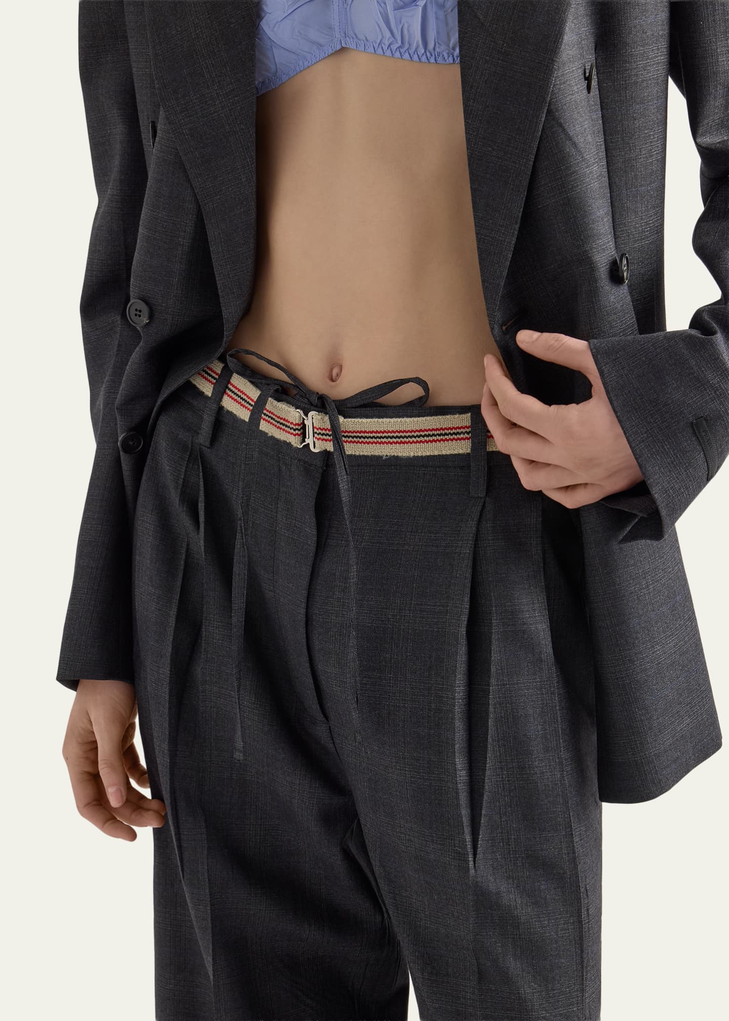 Prada Pleated Wool Drawstring Trousers - Bergdorf Goodman