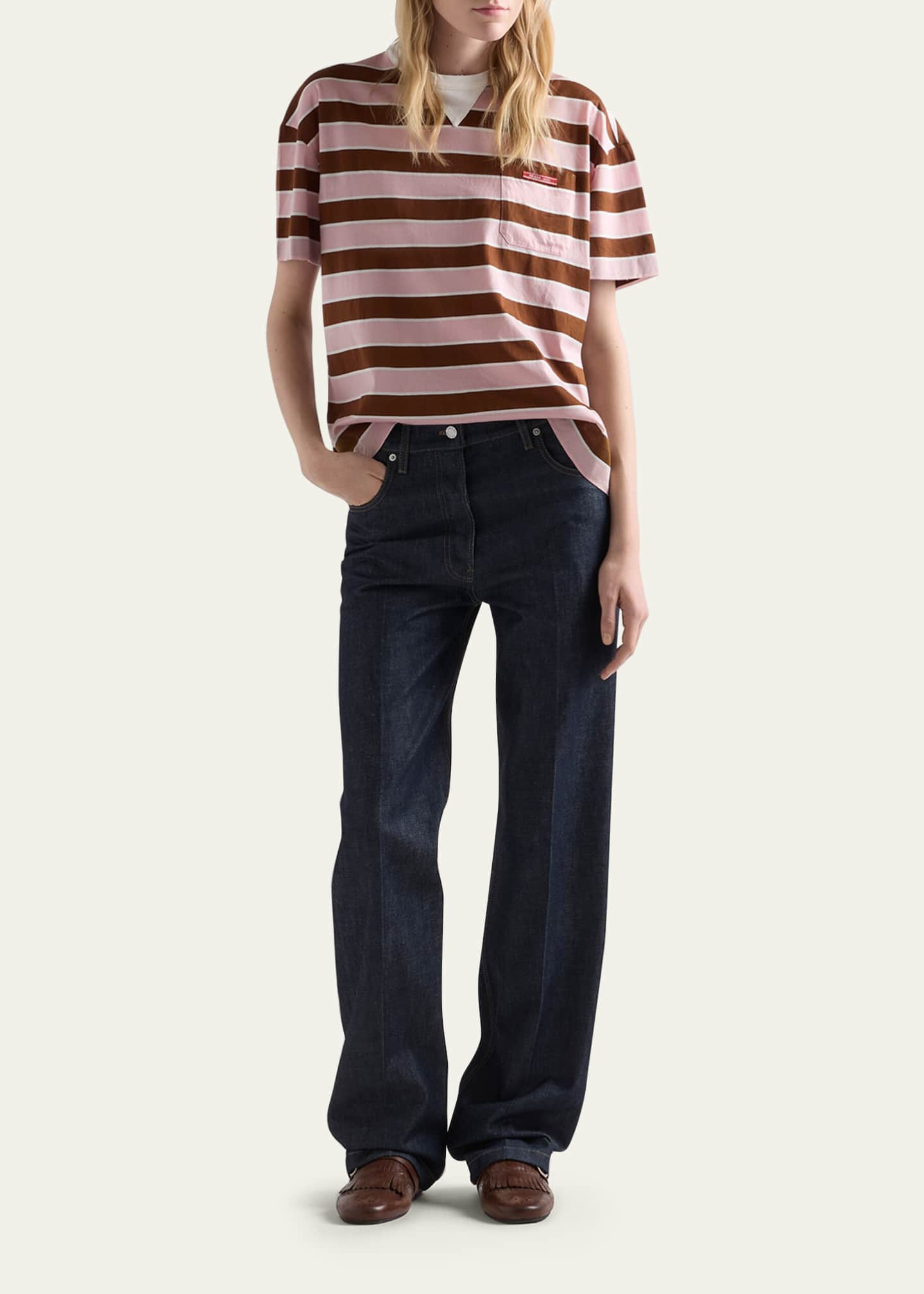 Prada Striped Jersey Short-Sleeve T-Shirt - Bergdorf Goodman