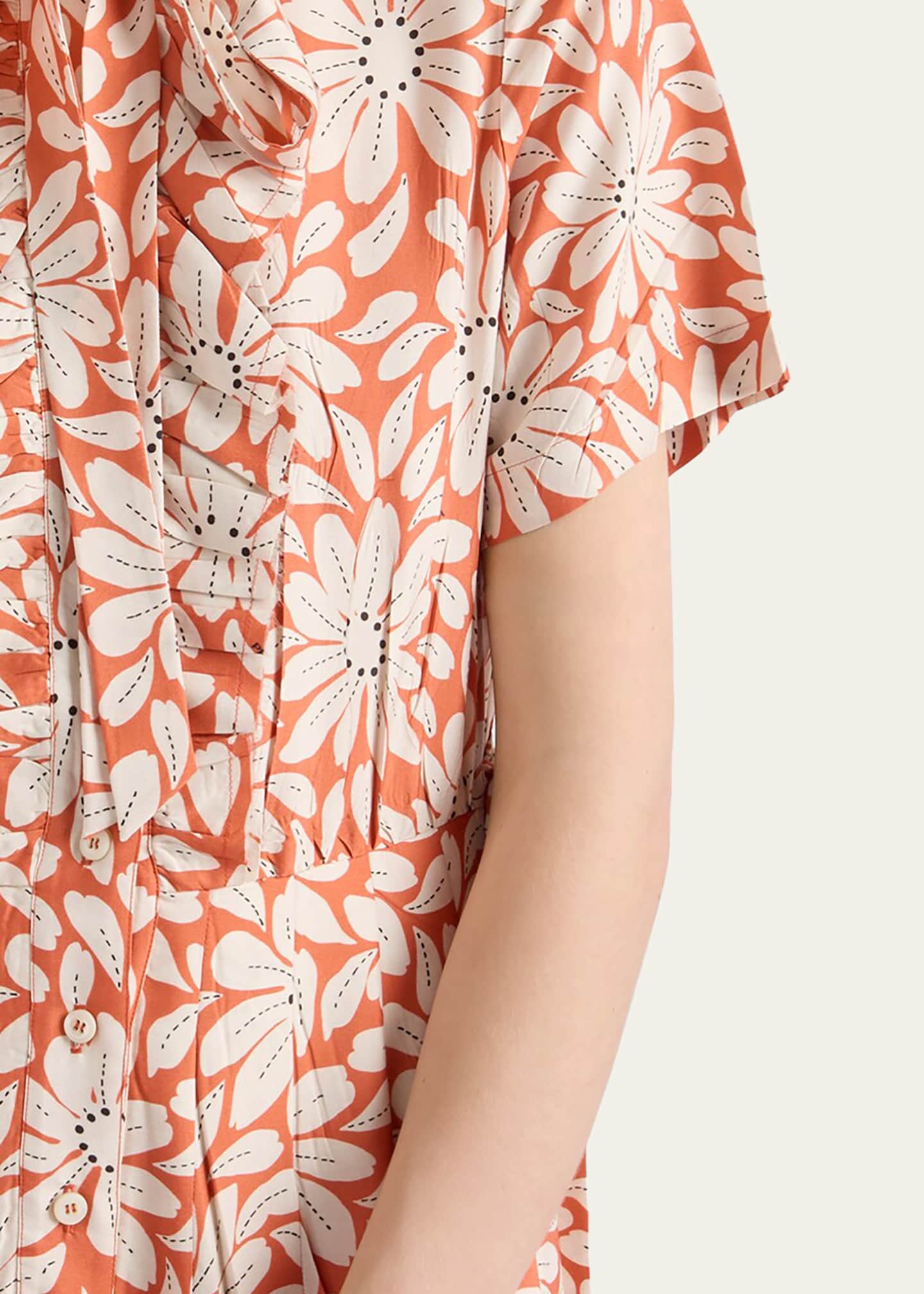prada dress orange Prada Orange And White Crepe Sleeveless Dress M