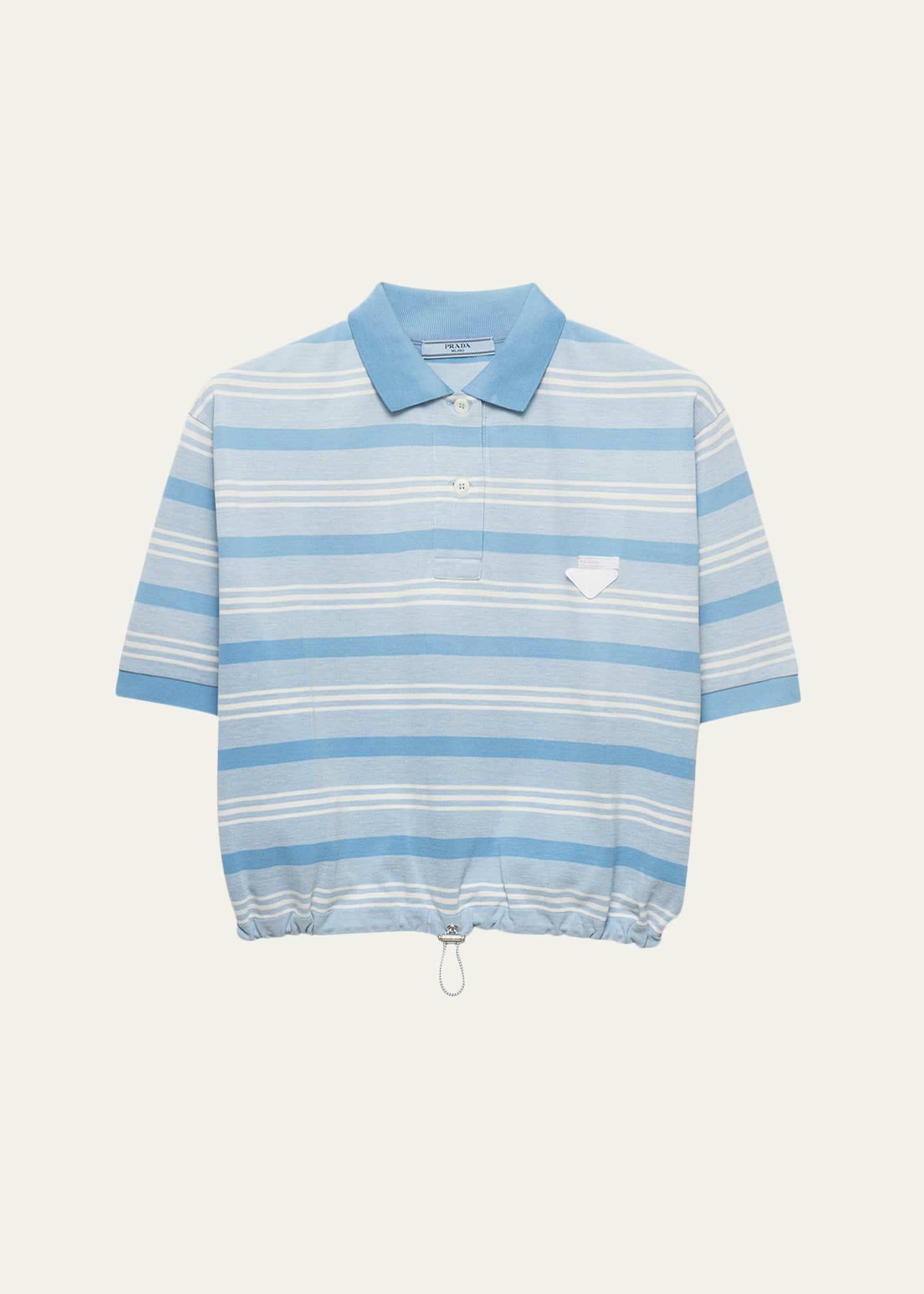Prada Cropped Striped Piqué Polo Shirt - Bergdorf Goodman