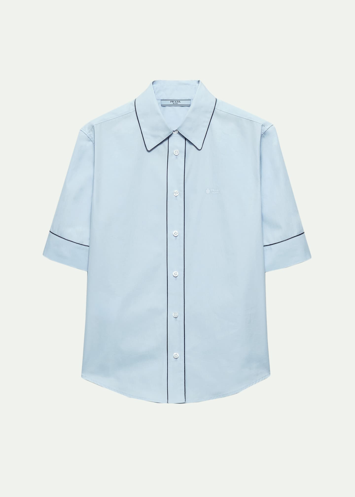 Prada Short-Sleeve Cotton Button-Down Top - Bergdorf Goodman