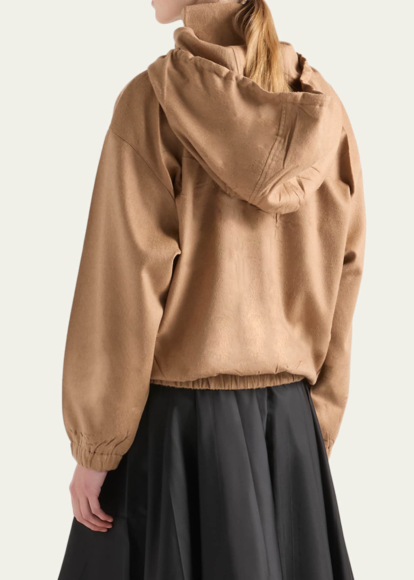 Prada Brushed Camel Zip-Up Hoodie - Bergdorf Goodman