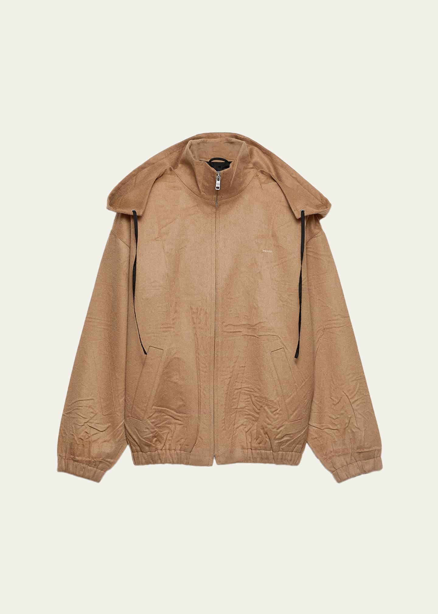 Prada Brushed Camel Zip-Up Hoodie - Bergdorf Goodman