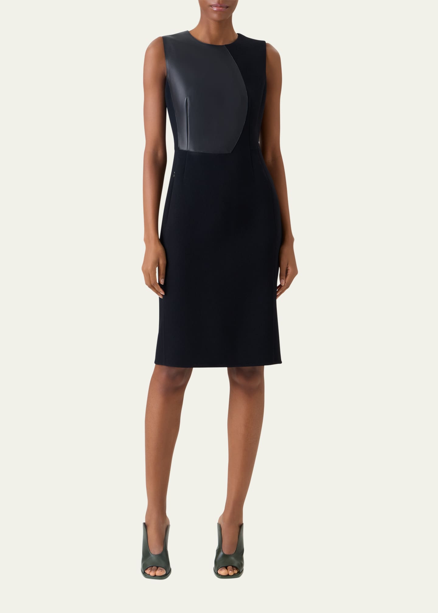 akris leather dress Sleeveless Wool-Crêpe Double-Face Sheath Dress Black / 6
