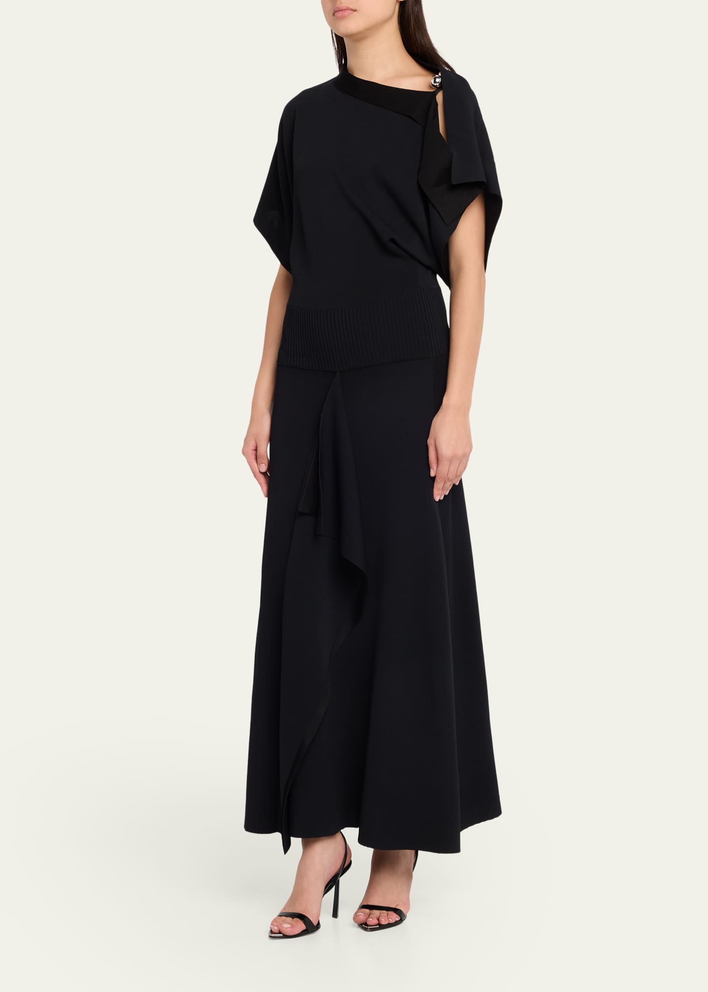 lanvin asymmetrical charmeuse dress Lanvin Asymmetric Silver Button A-Line Dress