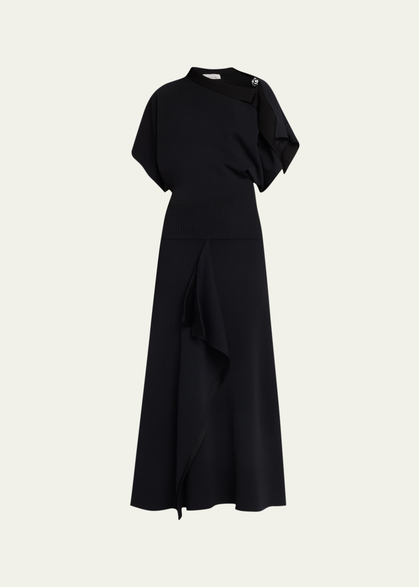 lanvin black dress Black Midi Dress In Metallic Viscose
