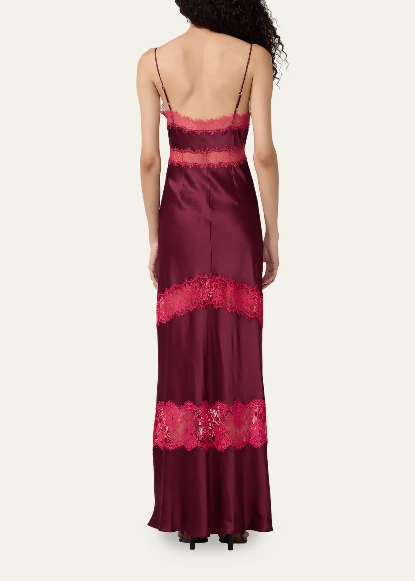 Diane von Furstenberg Eden Tiered Lace-Inset Maxi Slip Dress