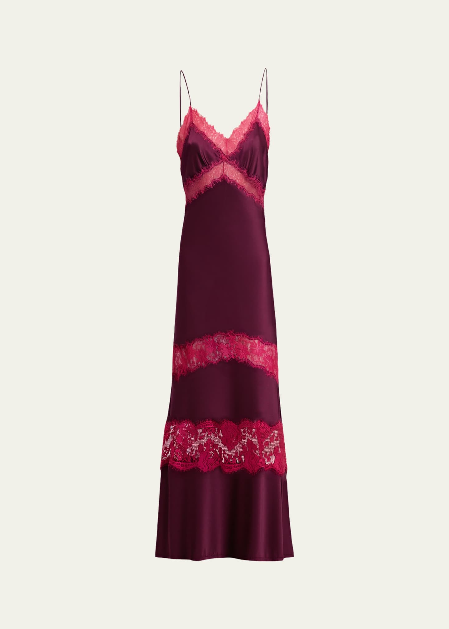 Diane von Furstenberg Eden Tiered Lace-Inset Maxi Slip Dress