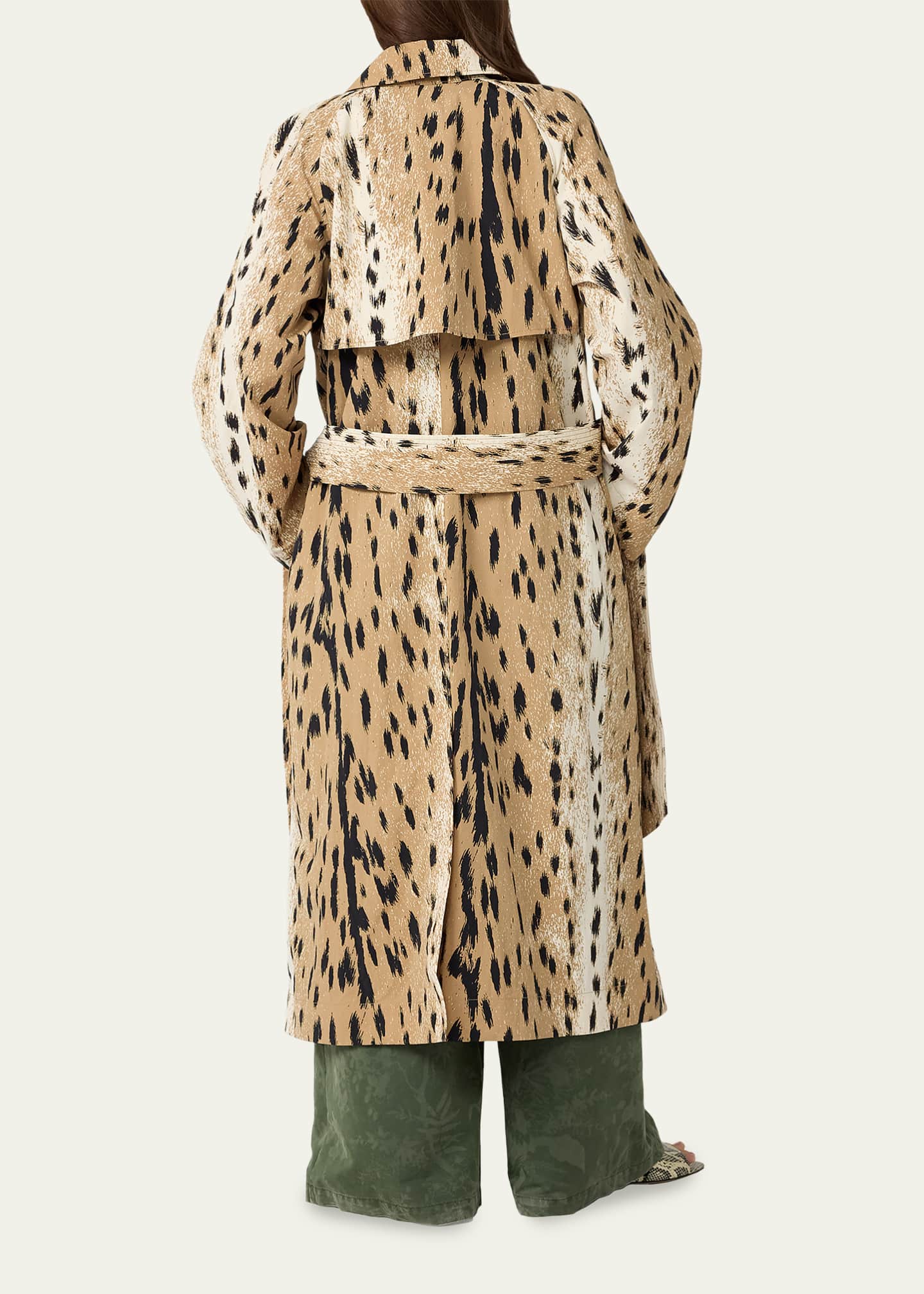 Diane von Furstenberg Kamirah Belted Animal-Print Trench Coat