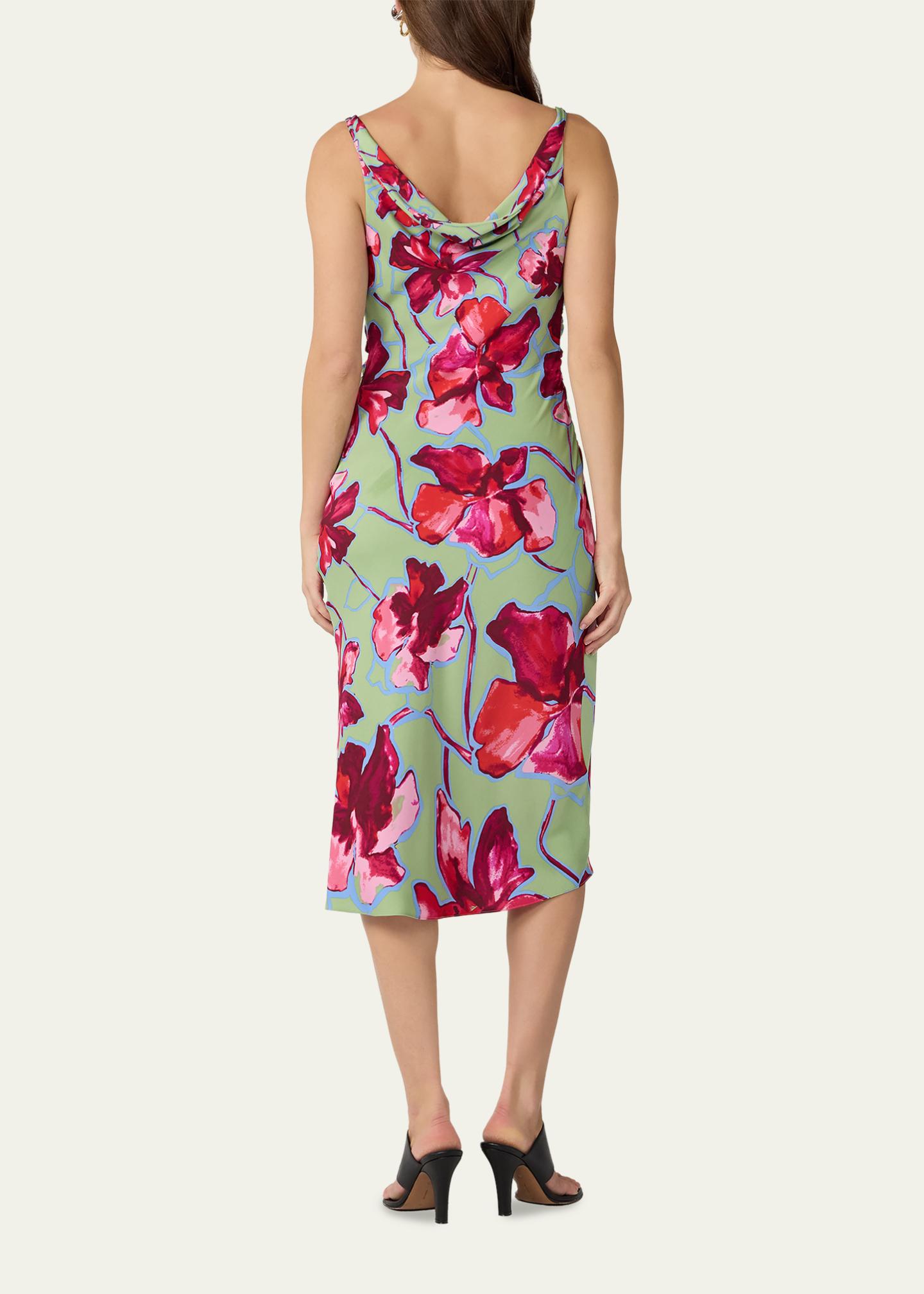Diane von Furstenberg Delaney Ruched Cowl-Neck Midi Dress