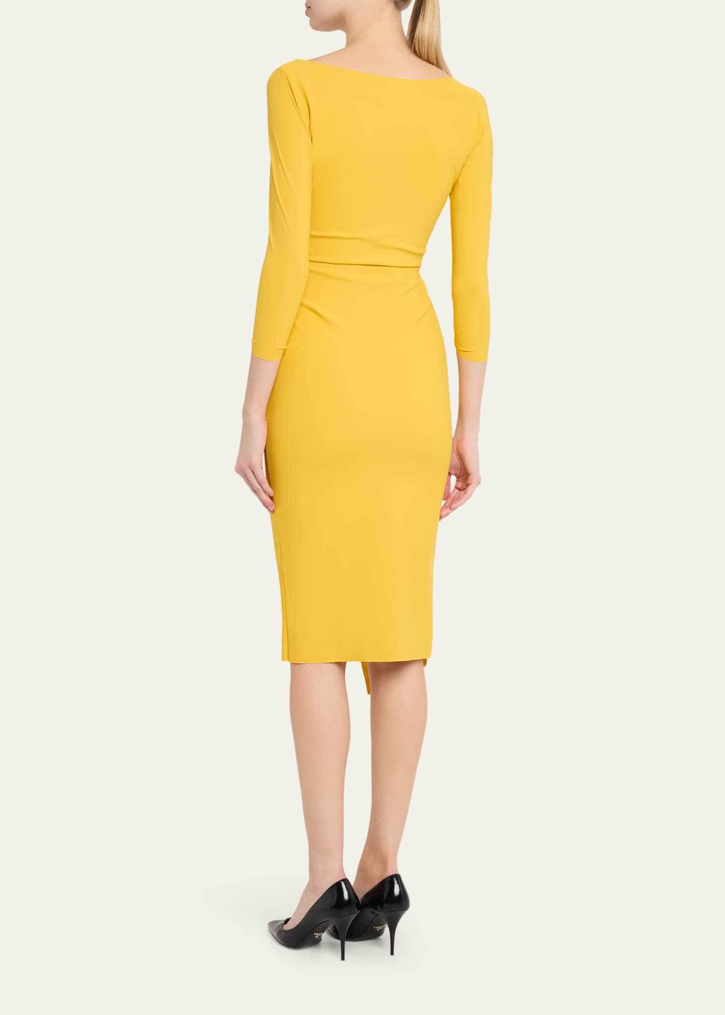 Chiara Boni La Petite Robe Axas Side-Twist Bodycon Dress, Yellow, Women's, 6, Cocktail & Party Wedding Guest Dresses Bodycon Dresses