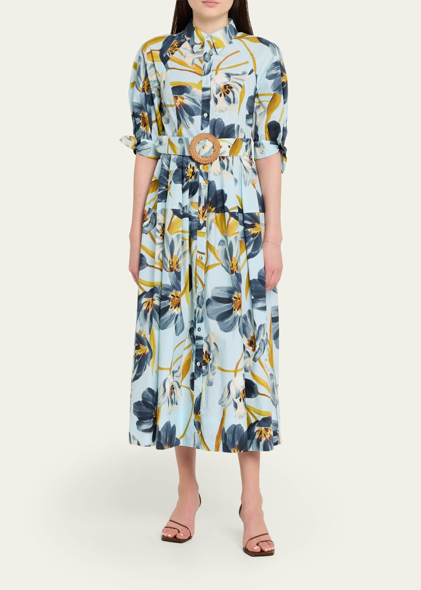 knee length dresses for ladies Pheobe Midi in Stamped Dot Black 2 main image 1