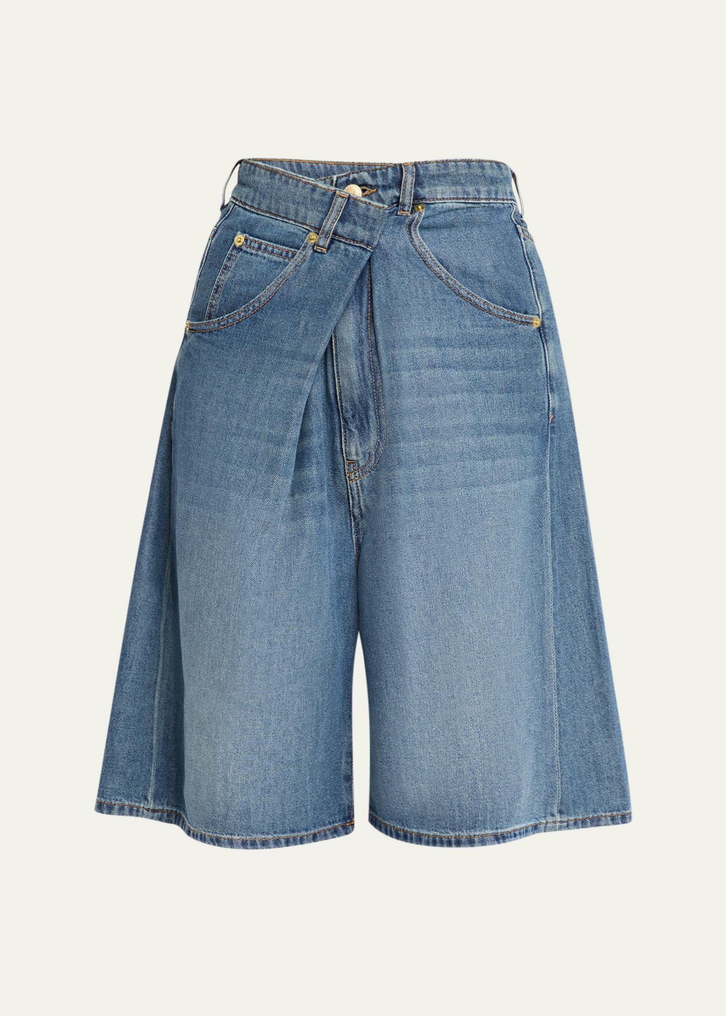 DARKPARK Ines Crossover Denim Shorts - Bergdorf Goodman