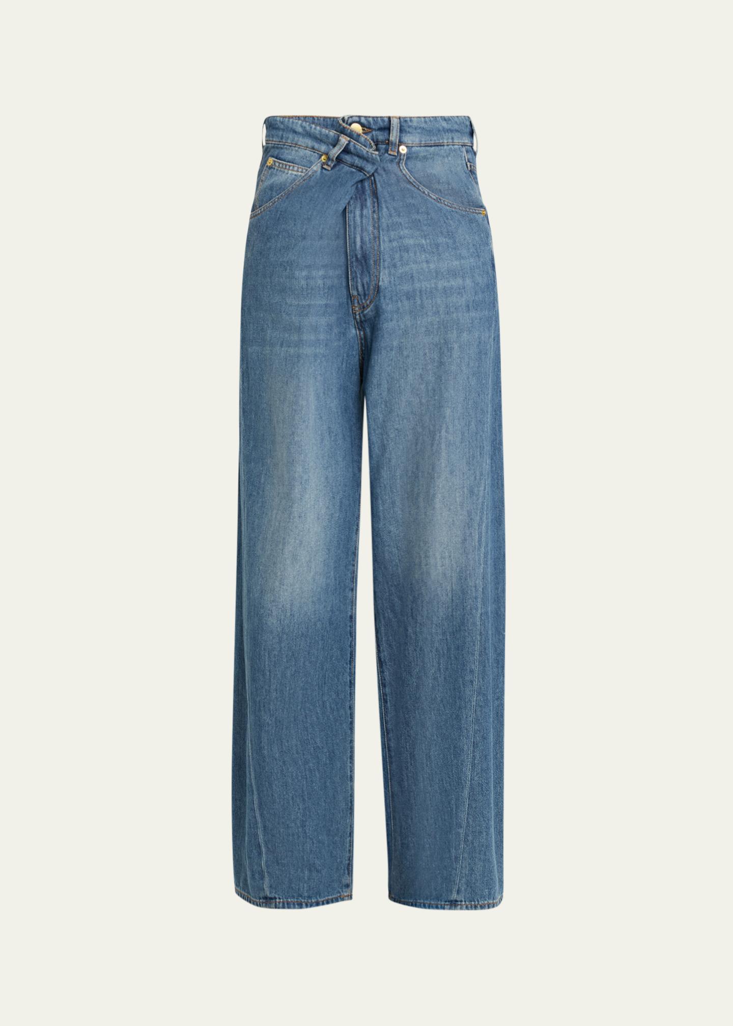 DARKPARK Ines Fold-Over Wide-Leg Jeans - Bergdorf Goodman