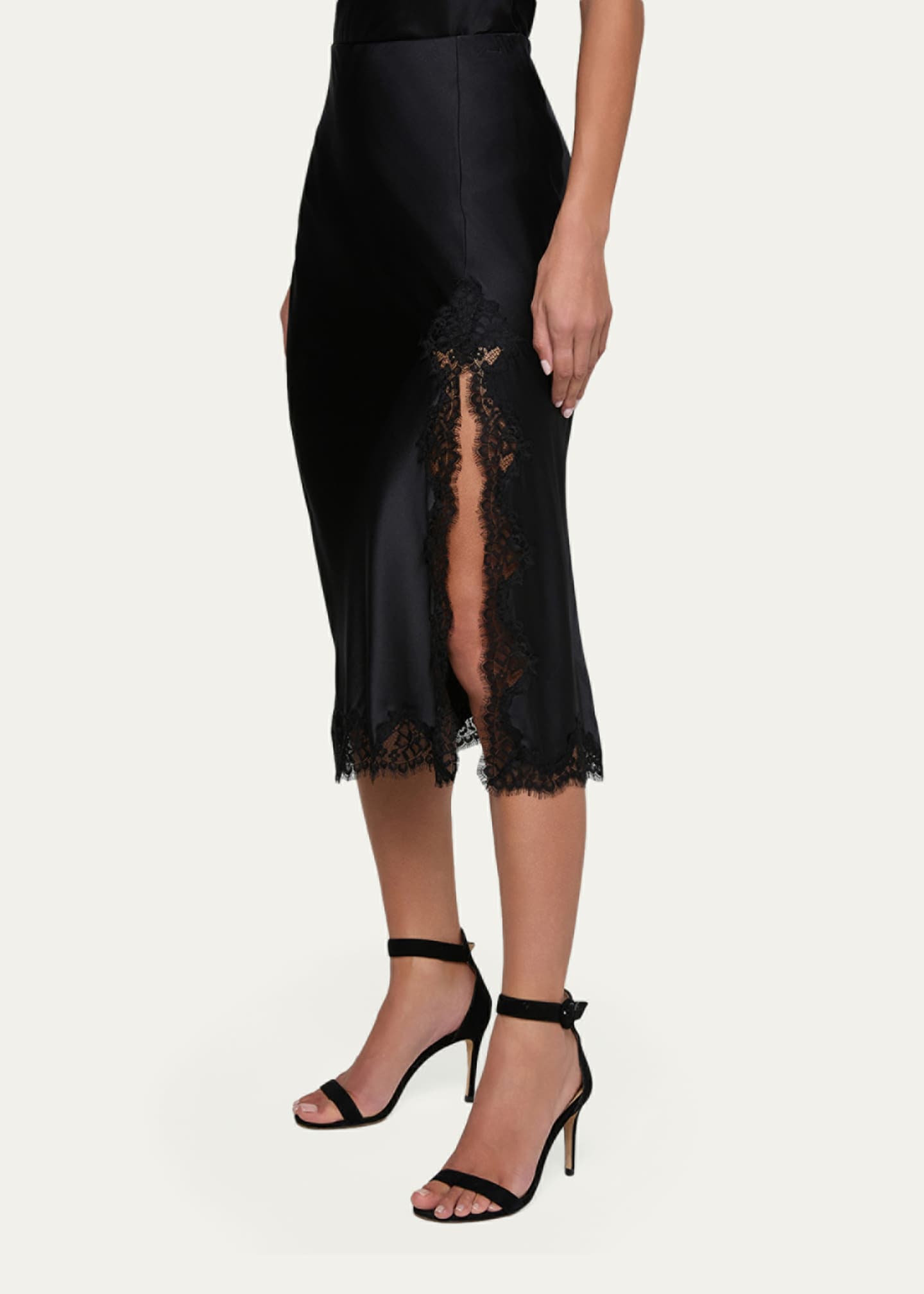 L'Agence Tico Lace Silk Midi Skirt - Bergdorf Goodman