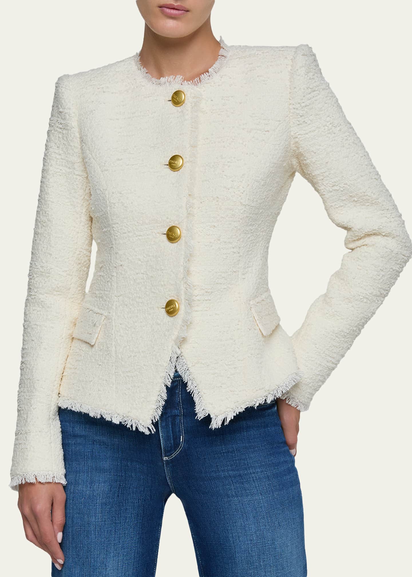 L'Agence Nerina Collarless Tweed Blazer - Bergdorf Goodman