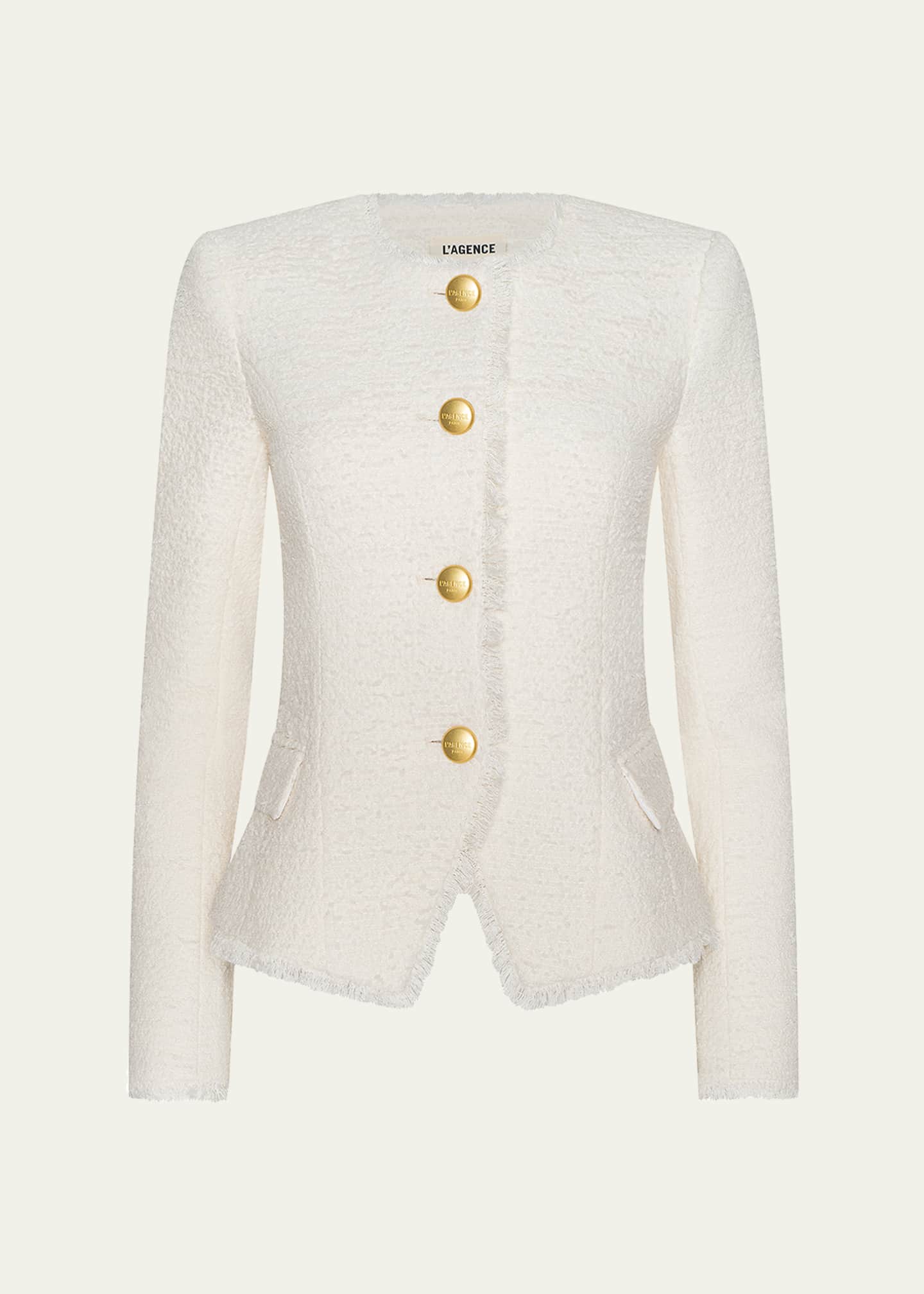 L'Agence Nerina Collarless Tweed Blazer - Bergdorf Goodman