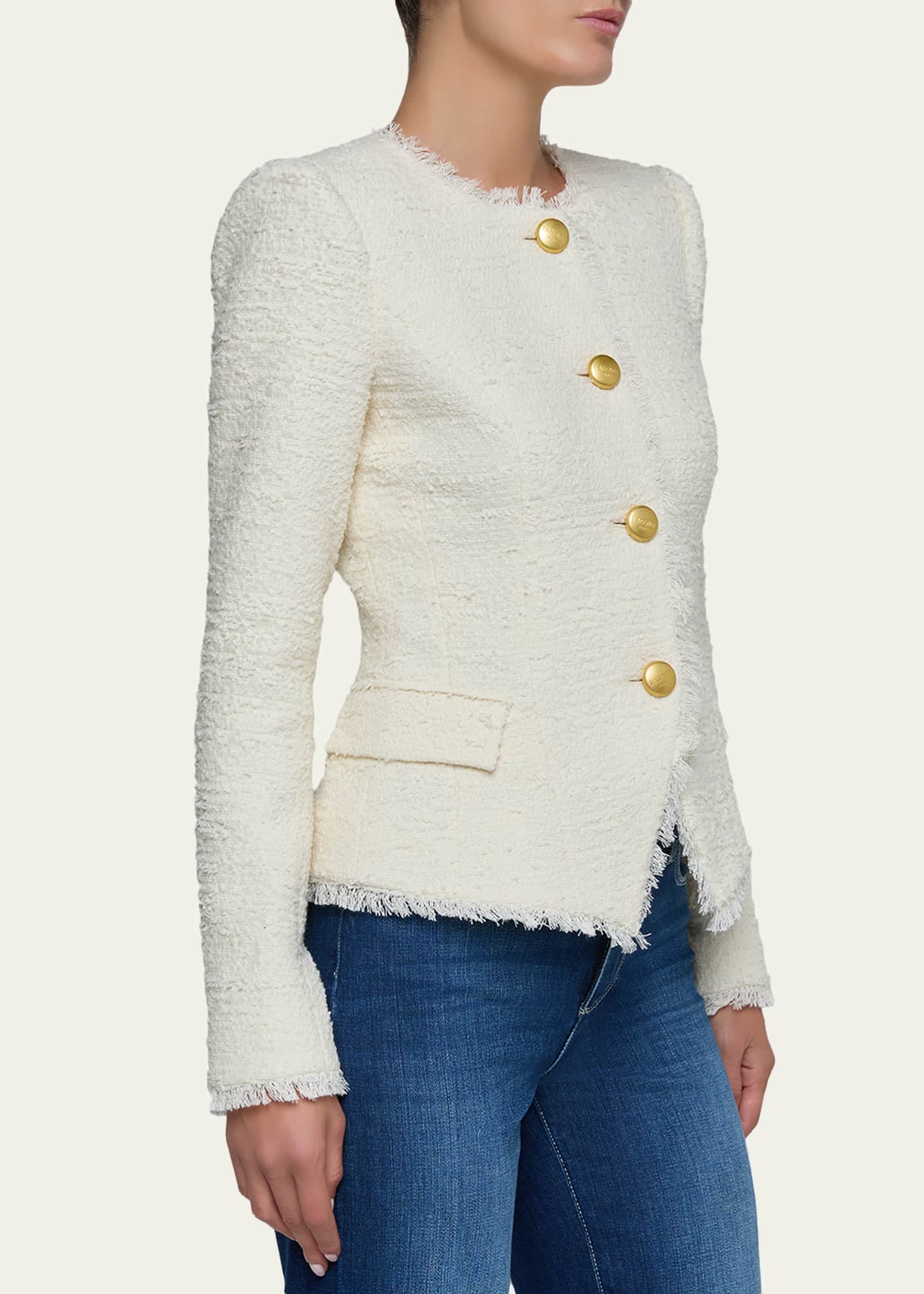 L'Agence Nerina Collarless Tweed Blazer - Bergdorf Goodman
