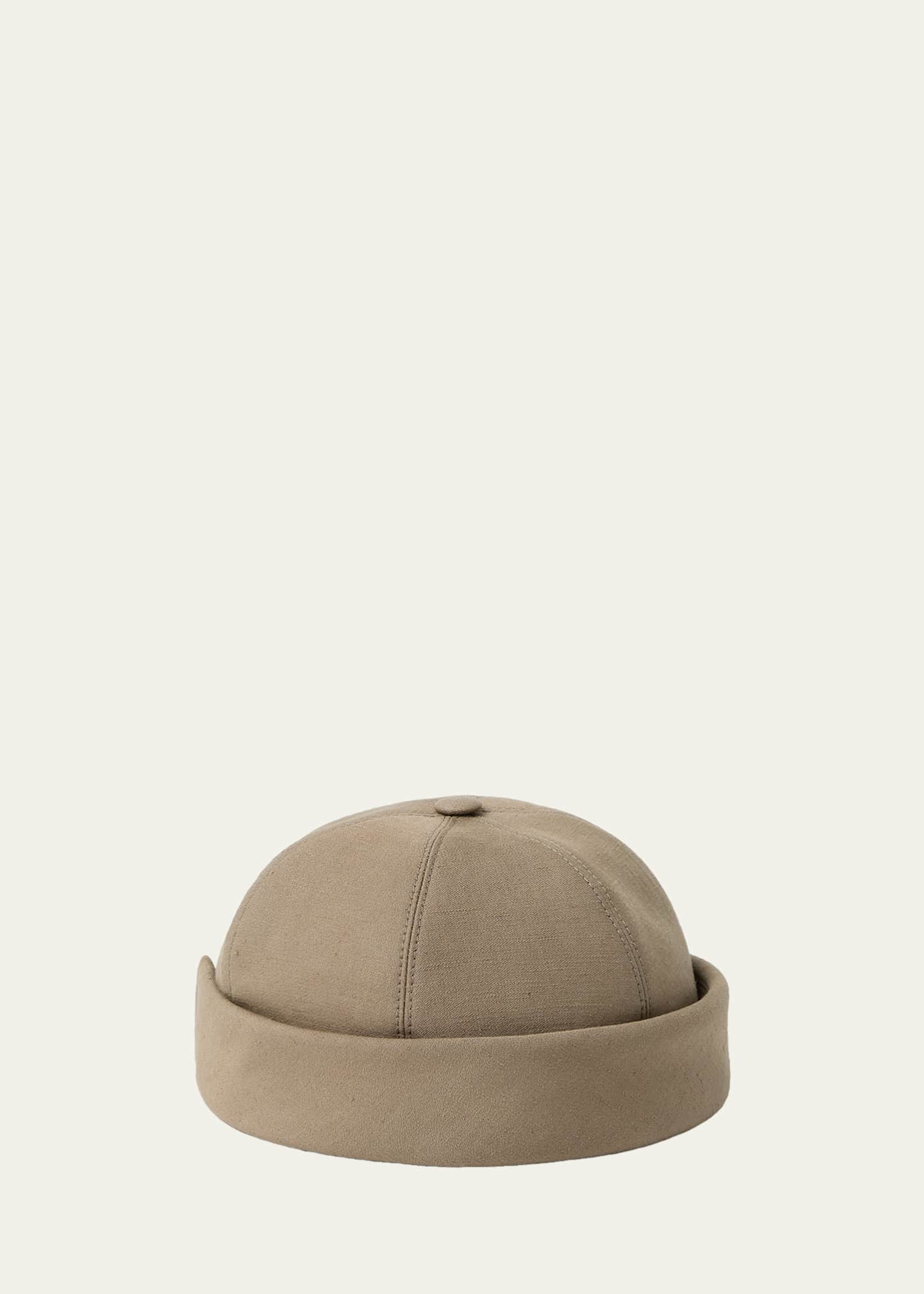 Loro Piana Men's Sasha Linen Beanie Hat with Leather Strap